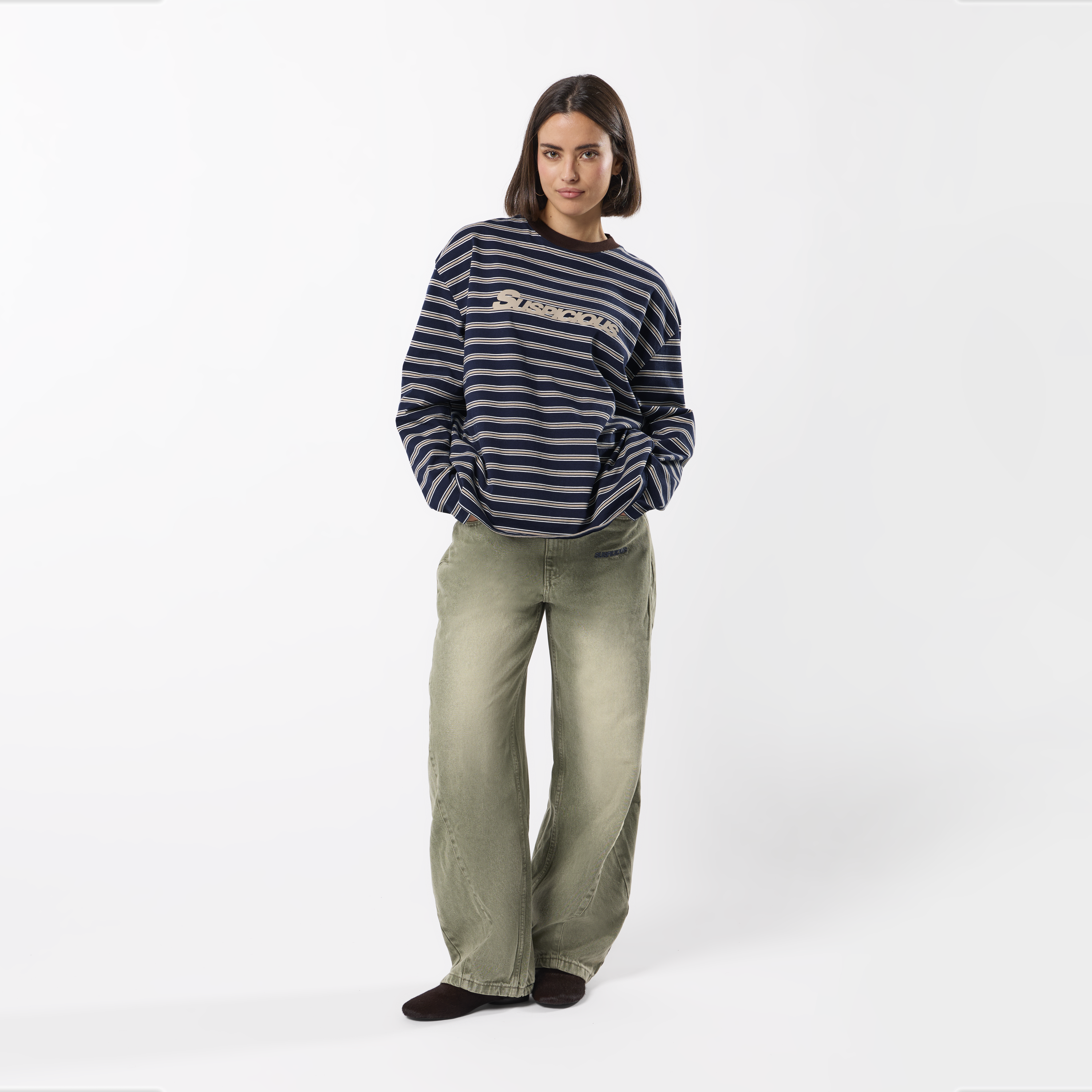 Suspicious Antwerp Winter3 / Flow Striped Longsleeve - Blue & Brown