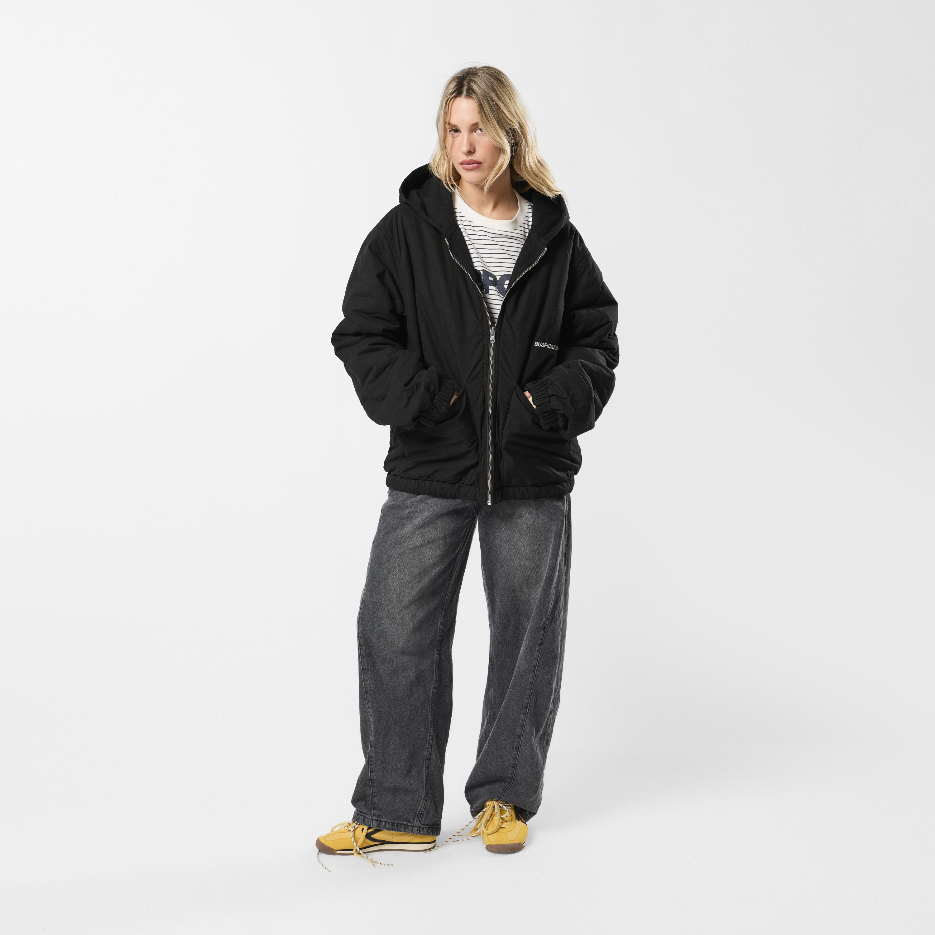 Suspicious Antwerp Fall / Reversible Canvas Hooded Jacket - Black