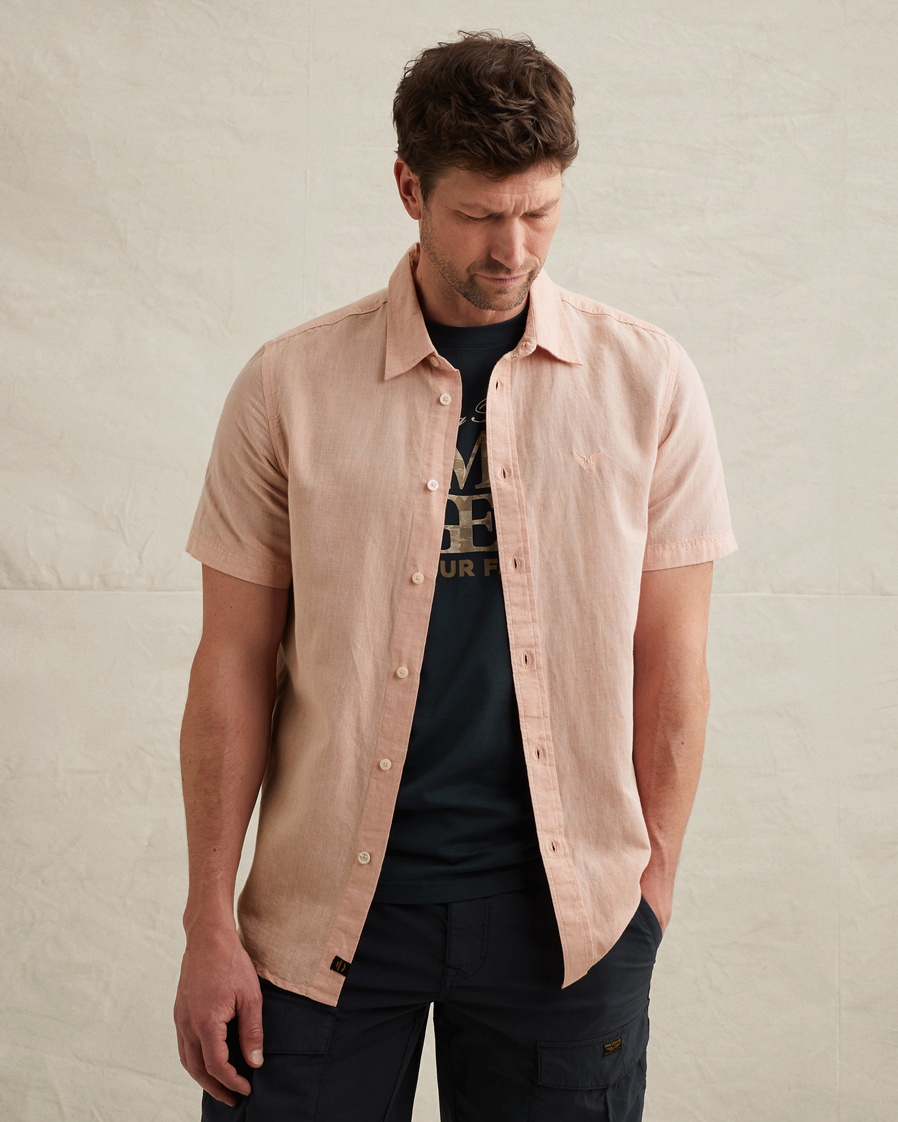 PME Legend Shirt in cotton/linen with button closurex
