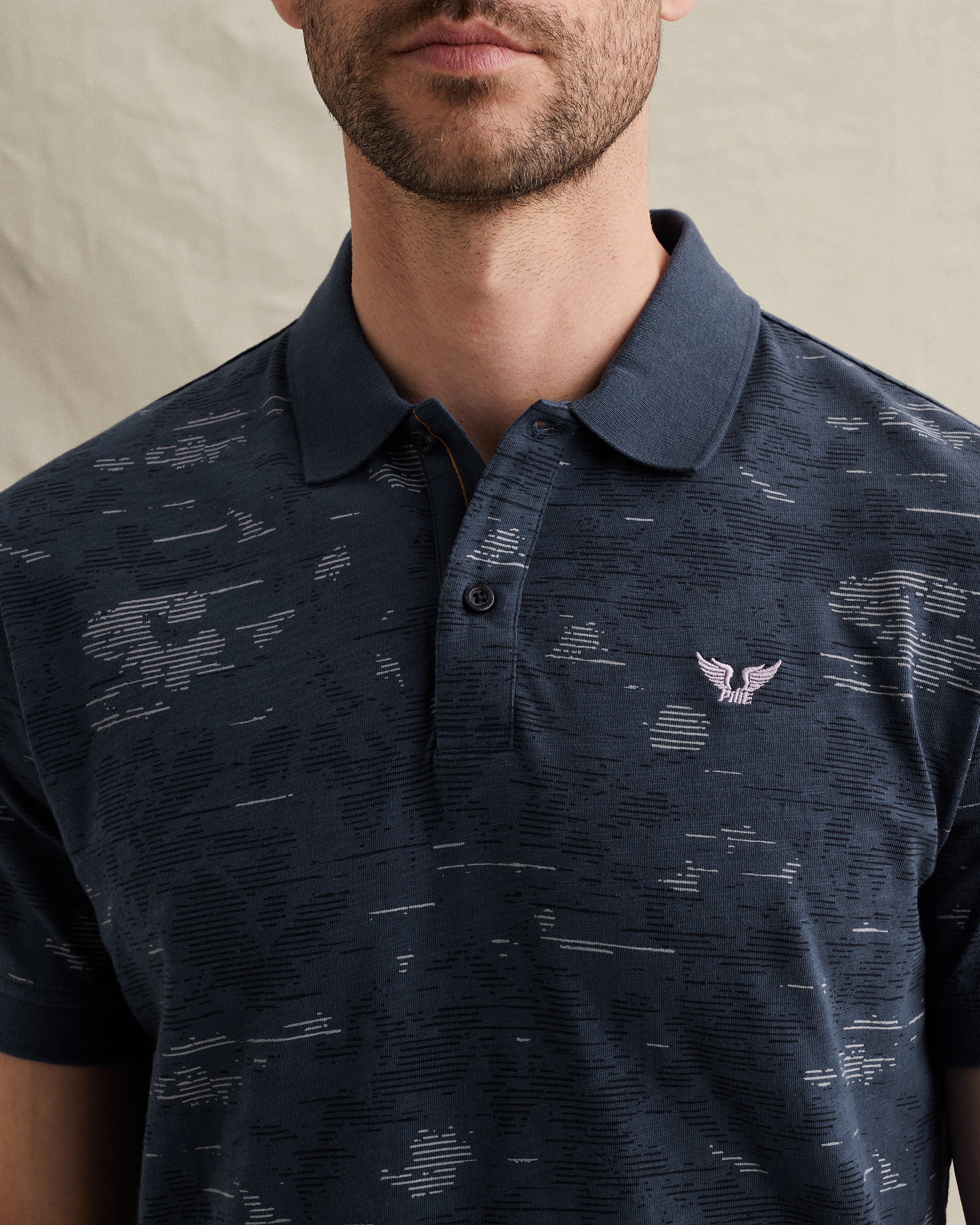 PME Legend Polo shirt in slub jersey with allover printx