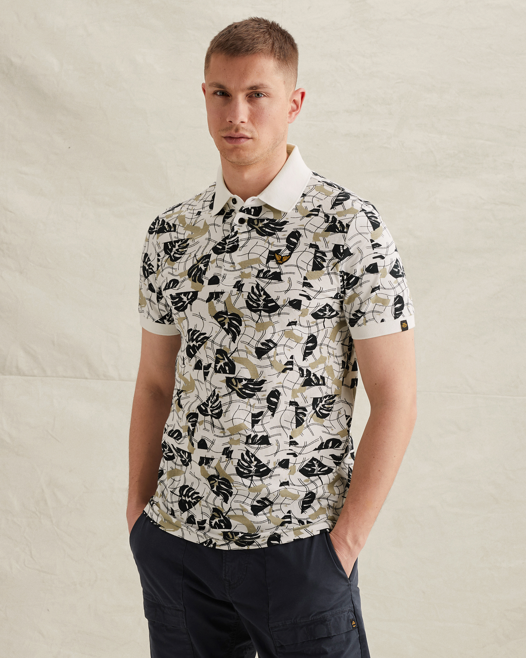 PME Legend Polo shirt with allover print and tailwing logox