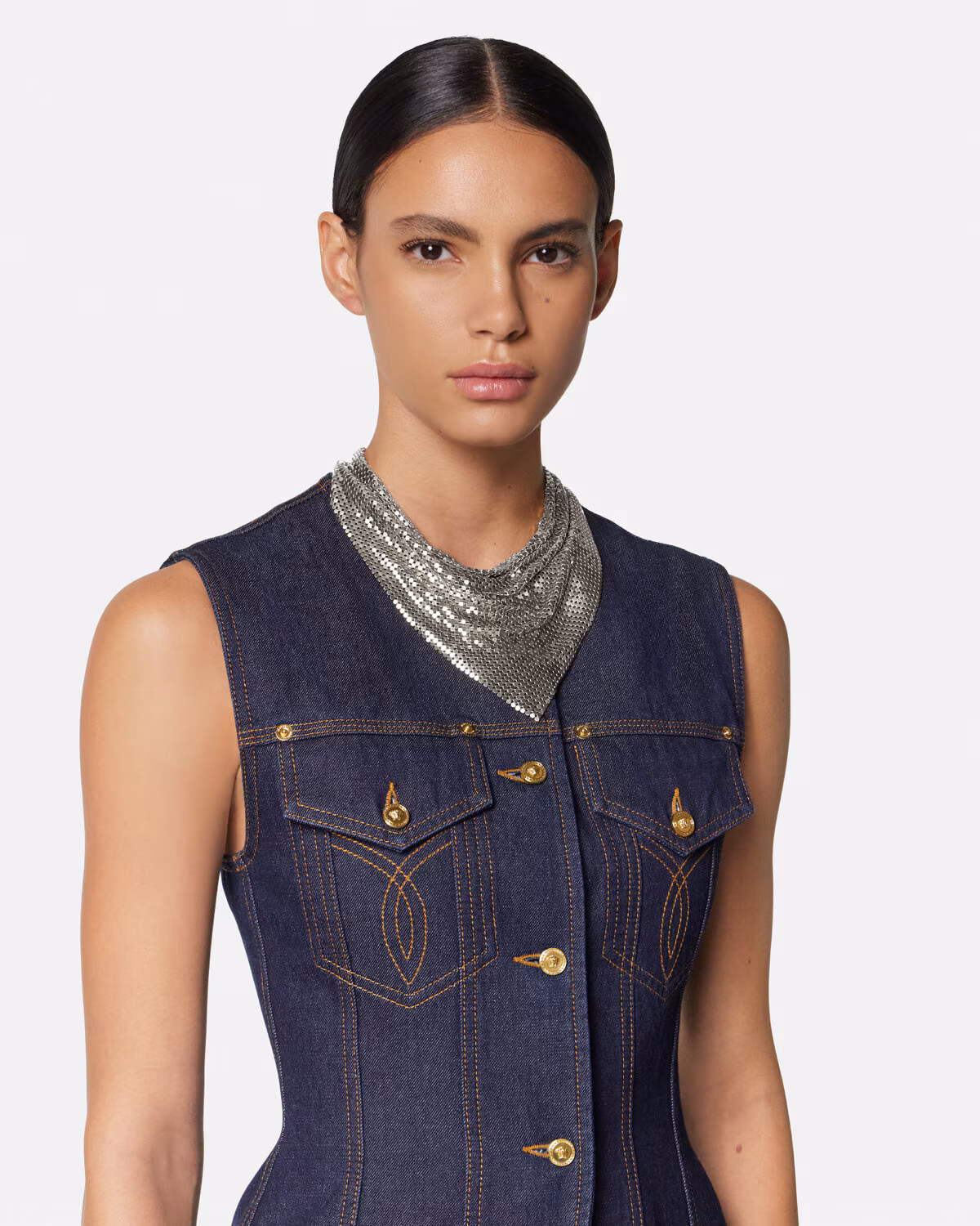 Versace Metal Mesh Bandana Necklace