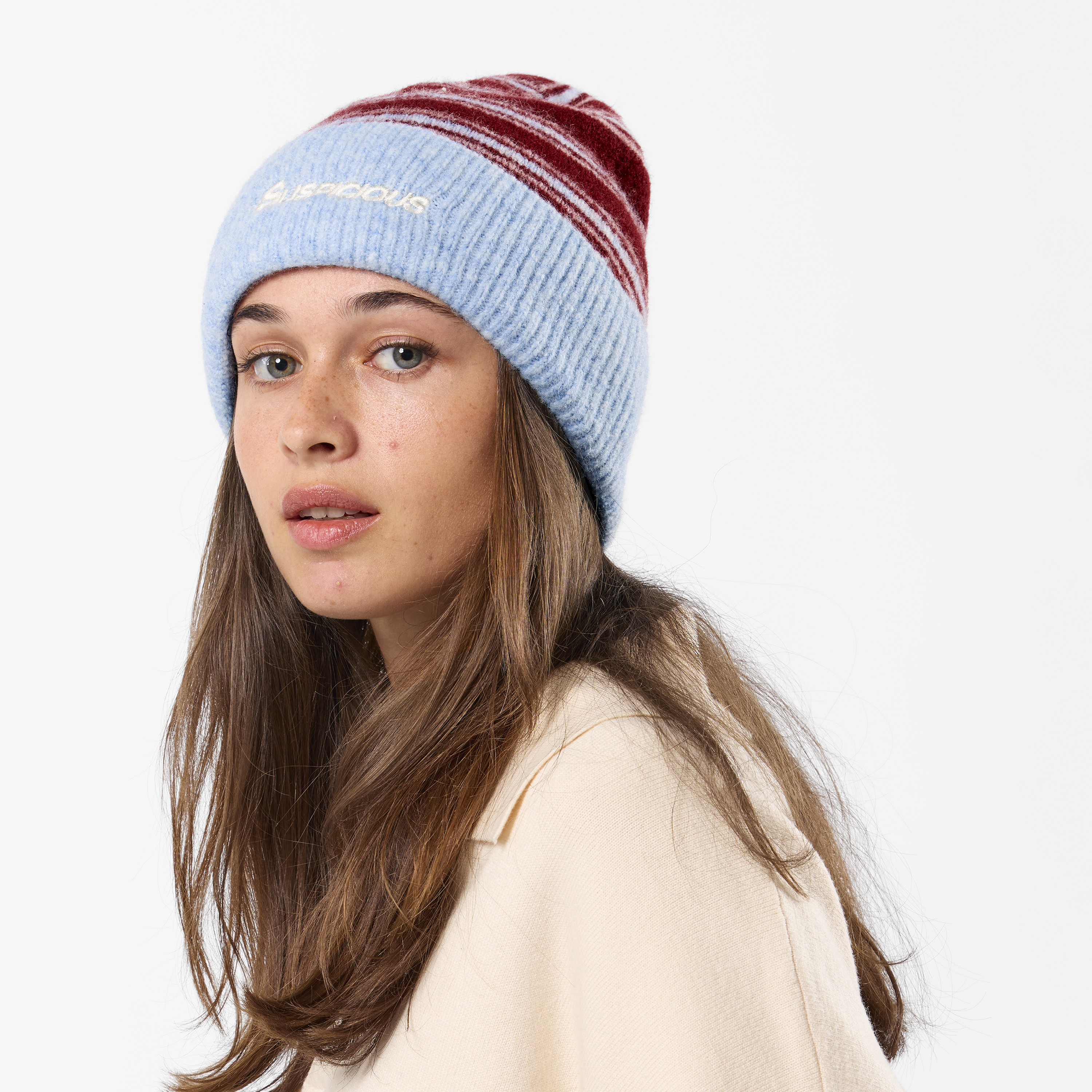 Suspicious Antwerp Winter3 / Striped Beanie - Red & Blue