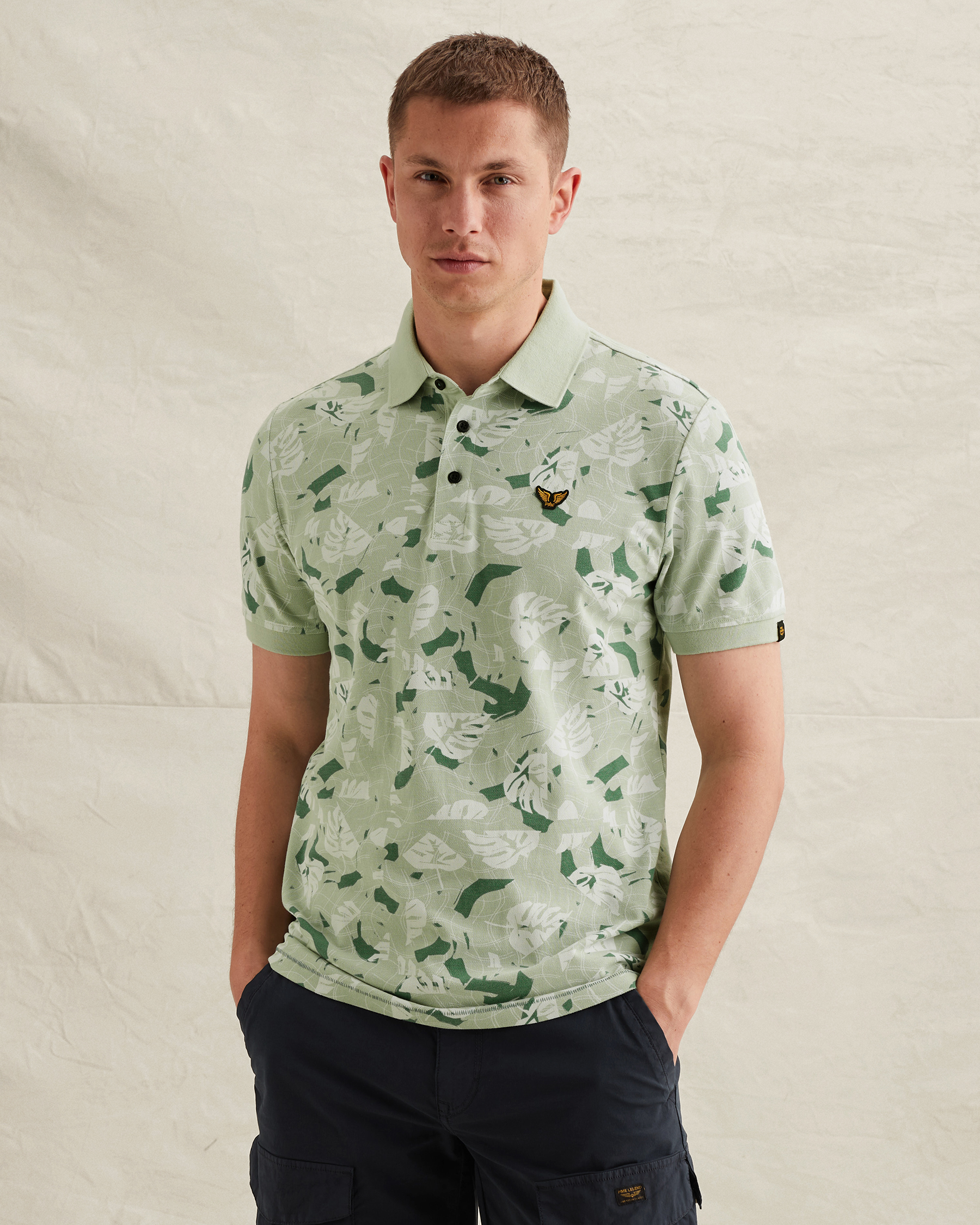 PME Legend Polo shirt with allover print and tailwing logox