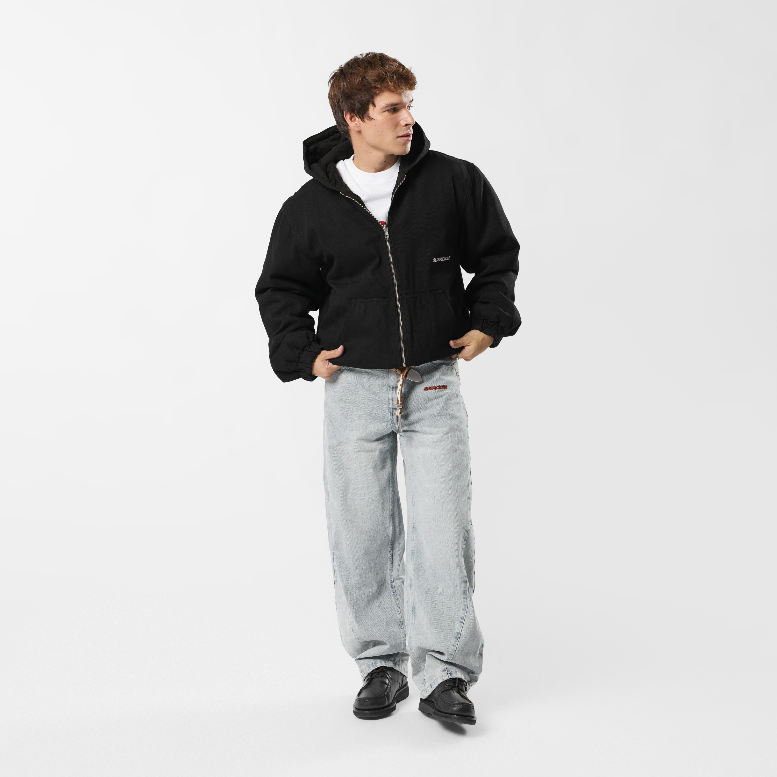 Suspicious Antwerp Fall / Reversible Canvas Hooded Jacket - Black