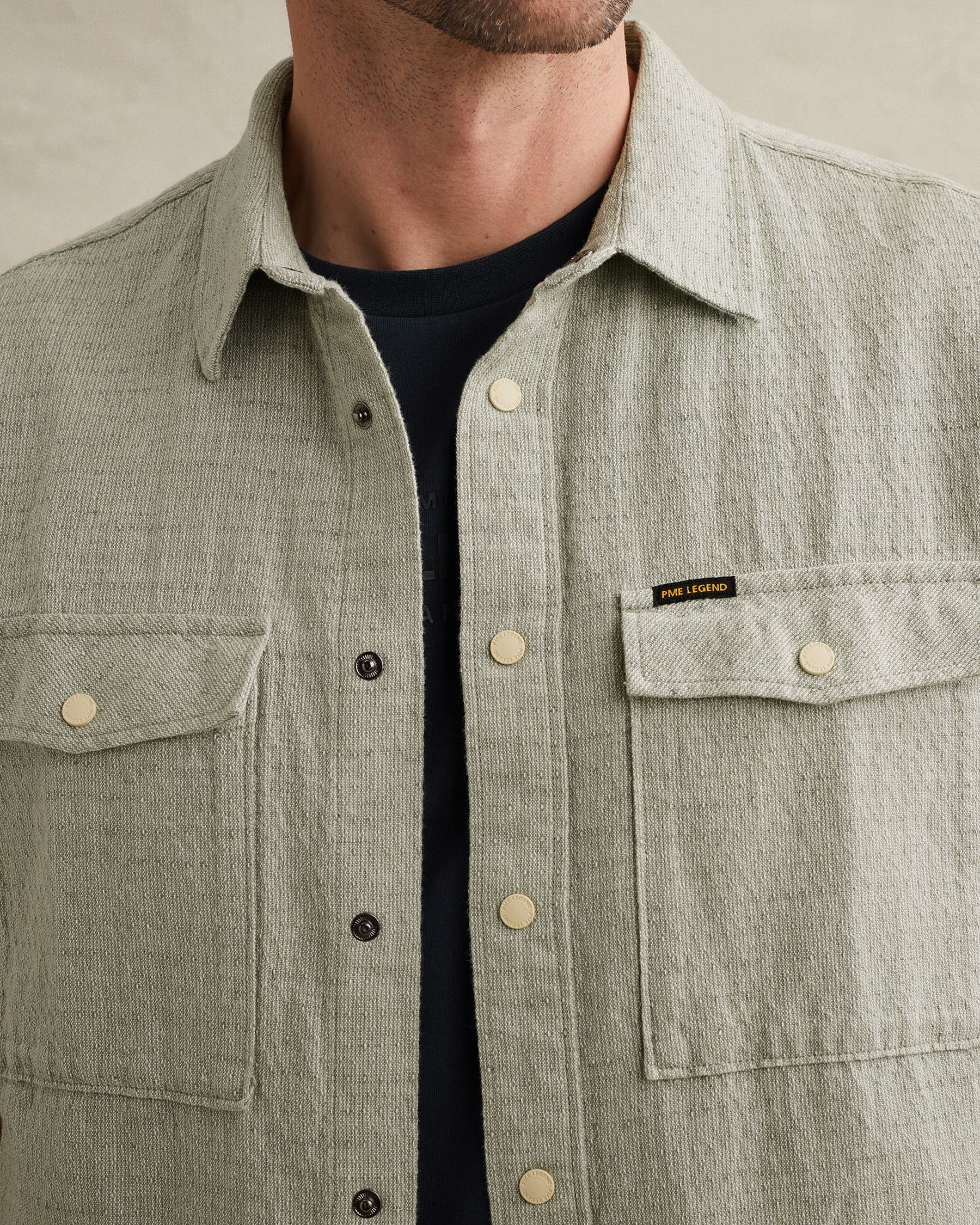 PME Legend Shirt with short sleeves in cotton/linenx