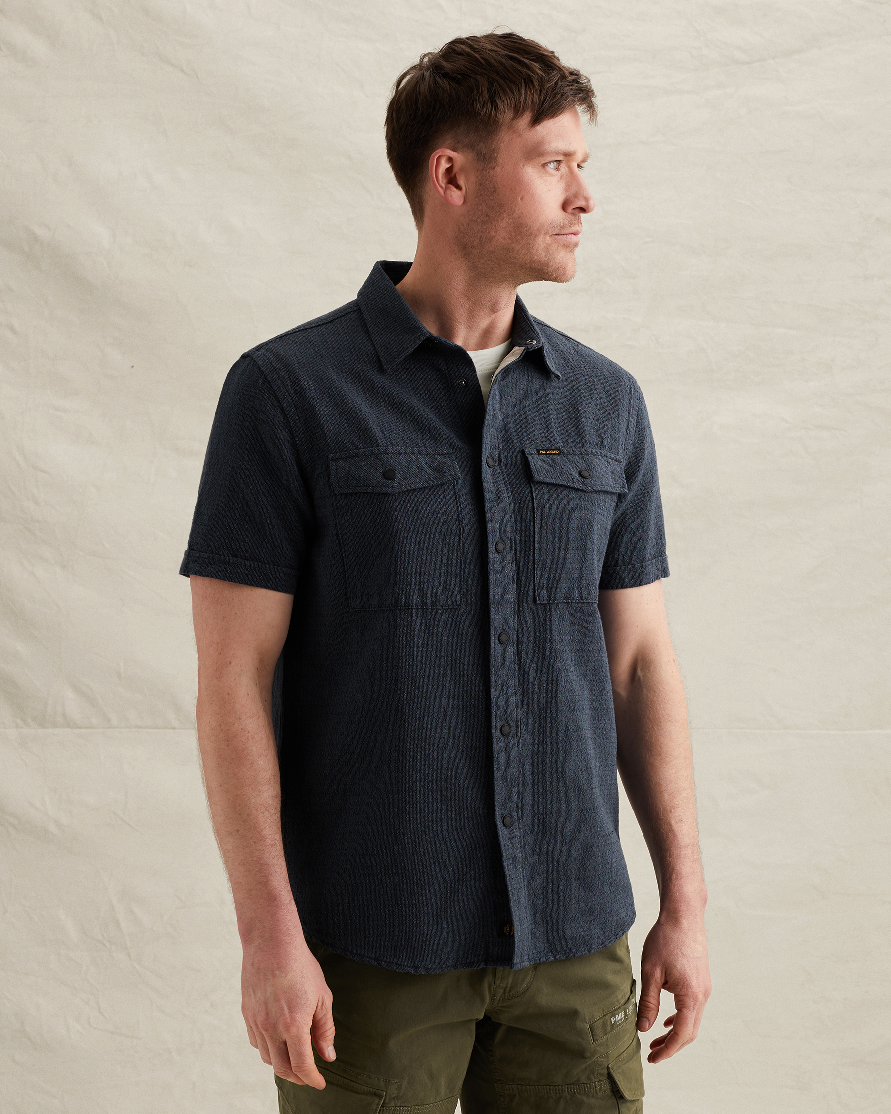 PME Legend Shirt with short sleeves in cotton/linenx
