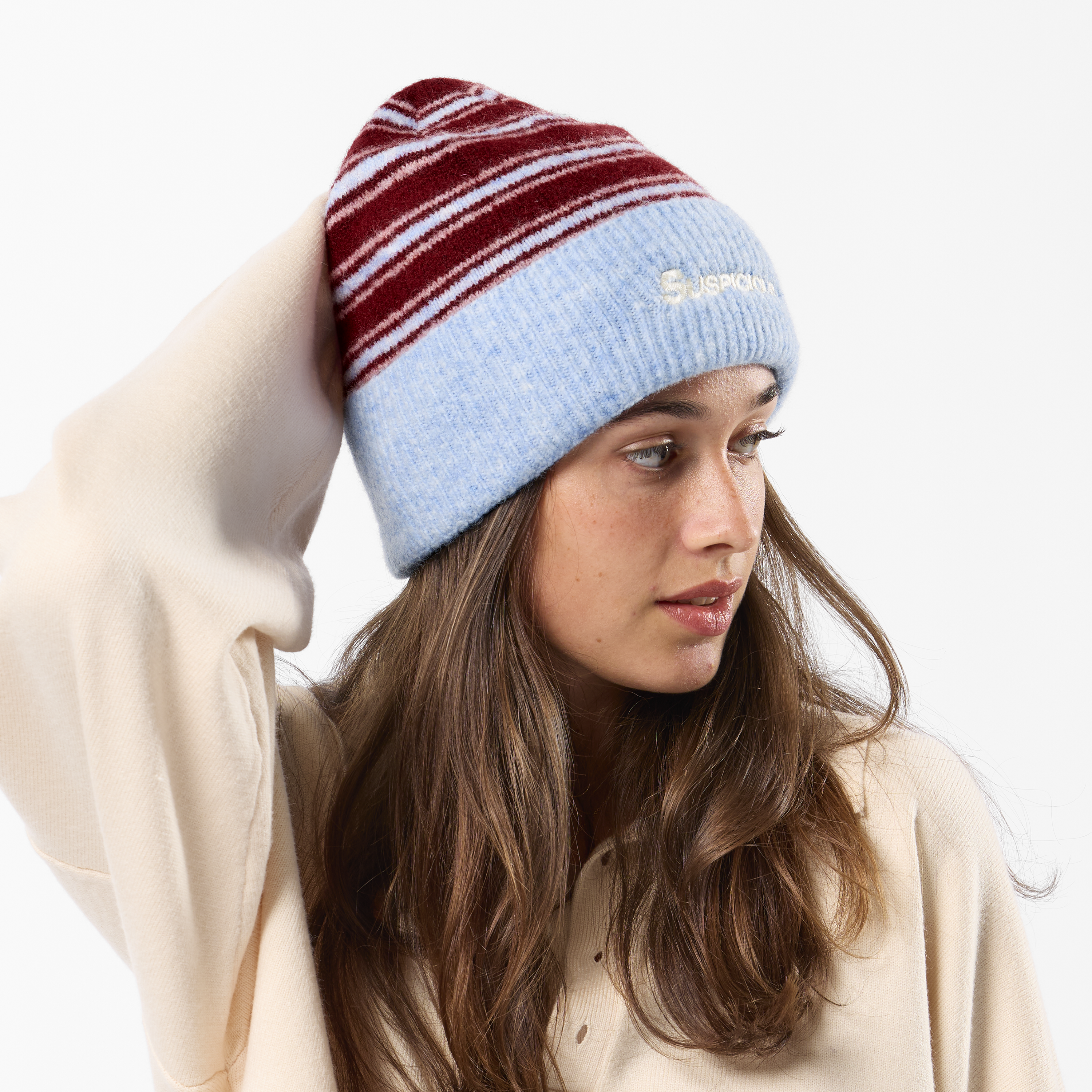 Suspicious Antwerp Winter3 / Striped Beanie - Red & Blue
