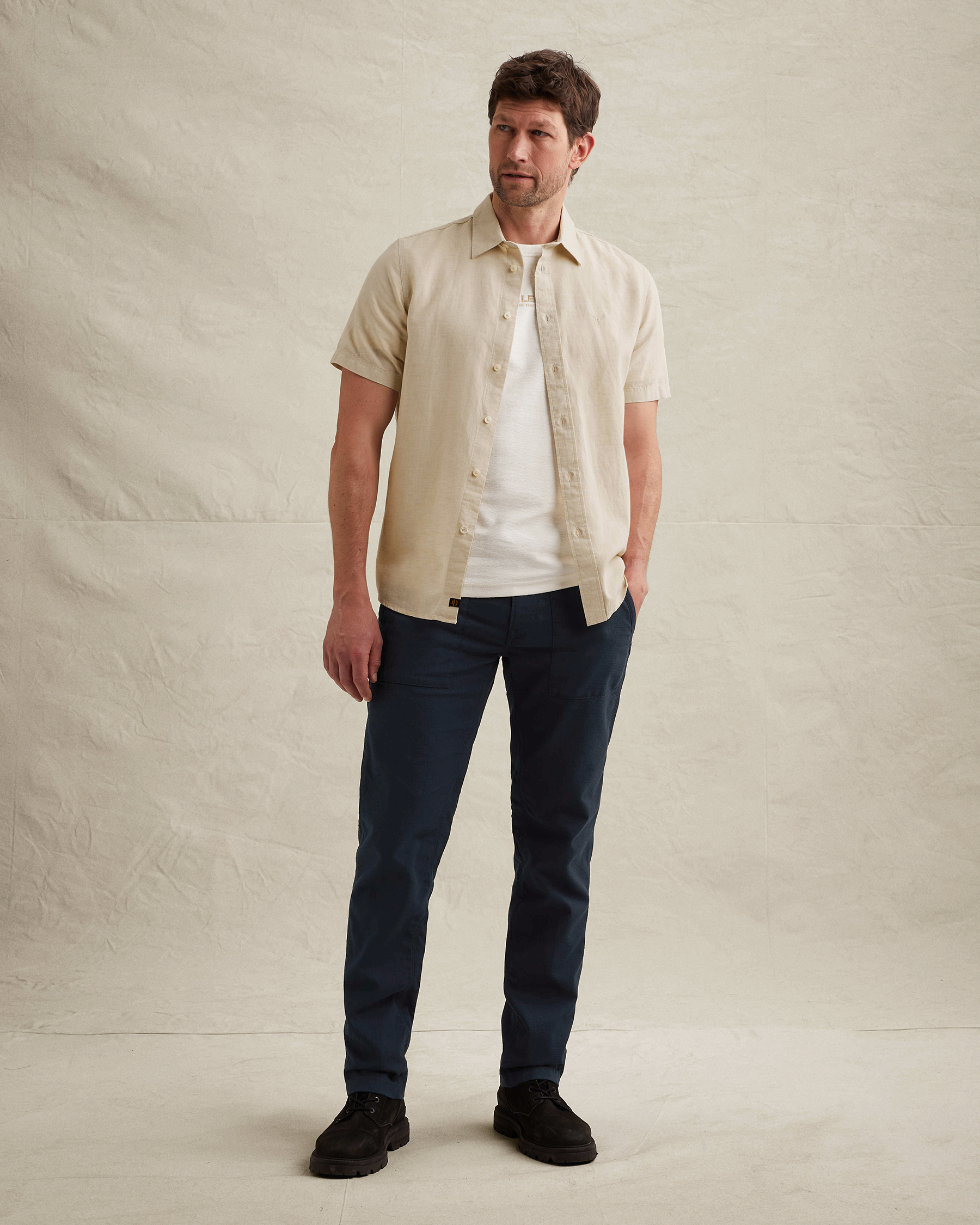 PME Legend Shirt in cotton/linen with button closurex