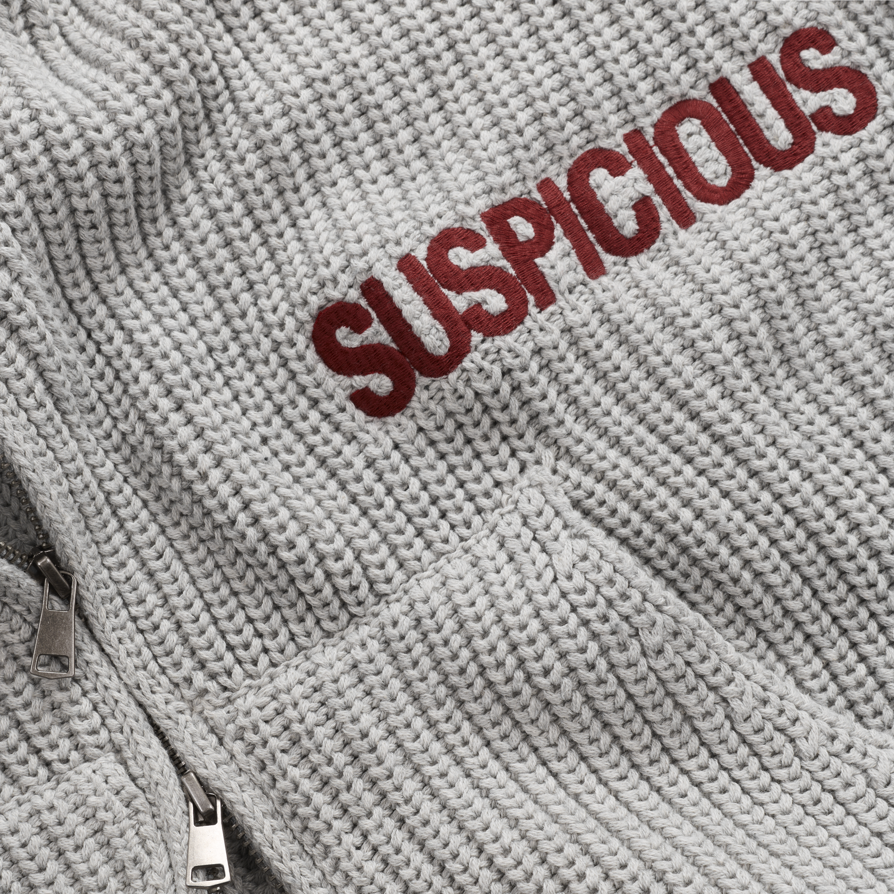 Suspicious Antwerp Fall / Core Zip-Up Knitted Hoodie - Neutral Heather
