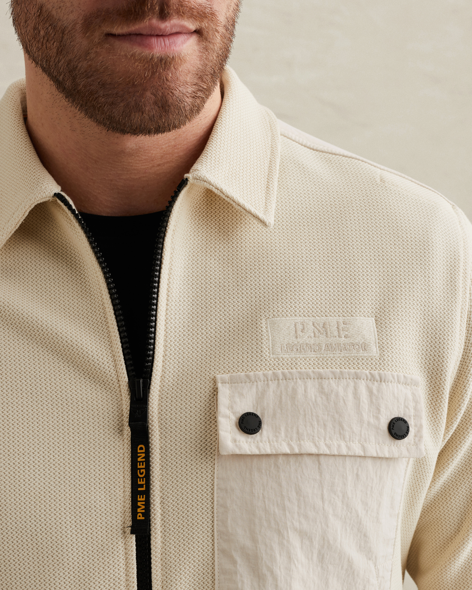 PME Legend Shirt jacket with  zipper closure and badgex