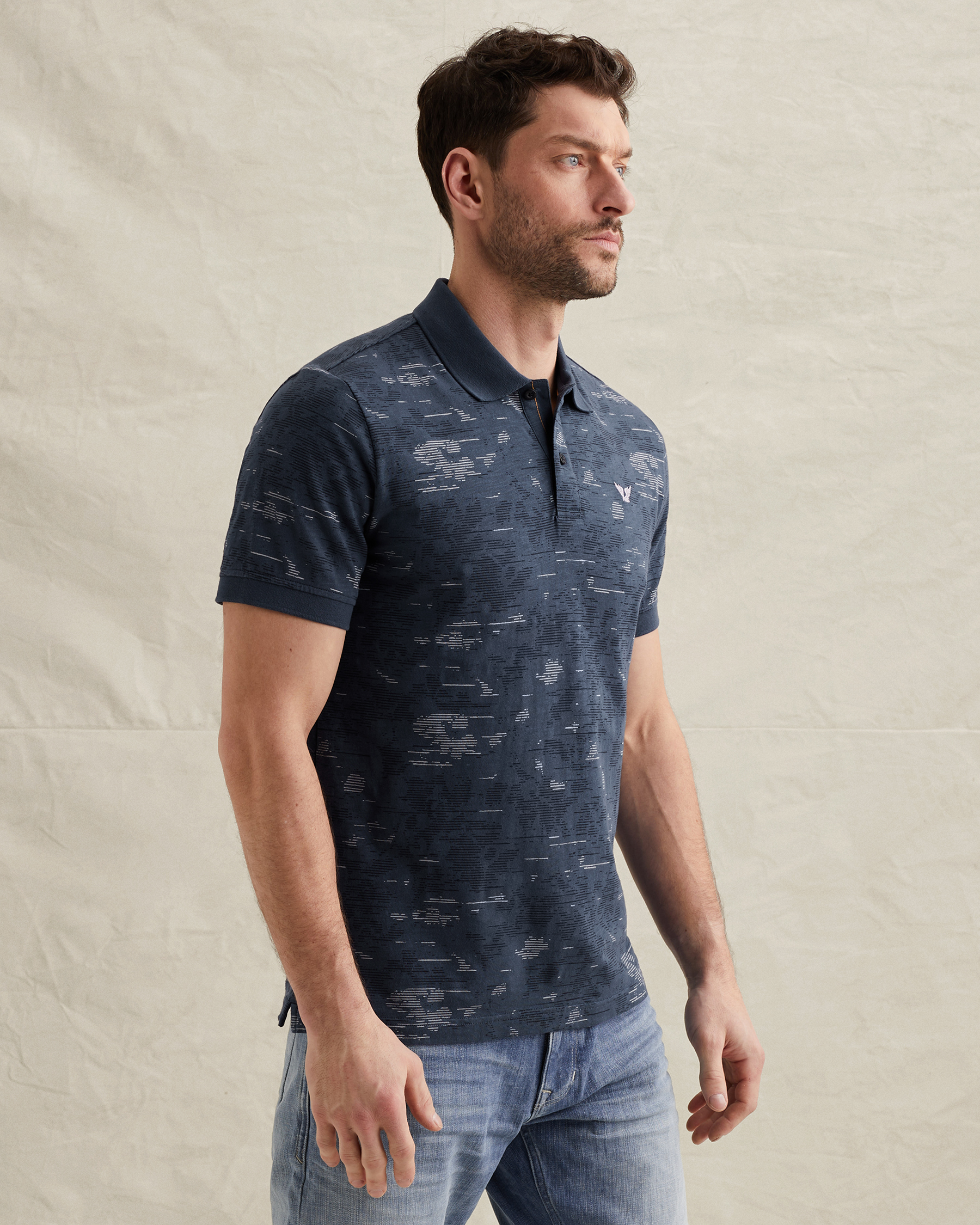 PME Legend Polo shirt in slub jersey with allover printx