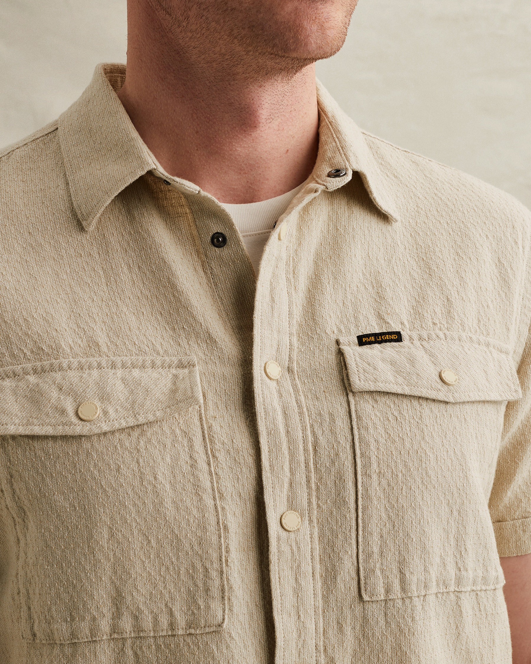 PME Legend Shirt with short sleeves in cotton/linenx