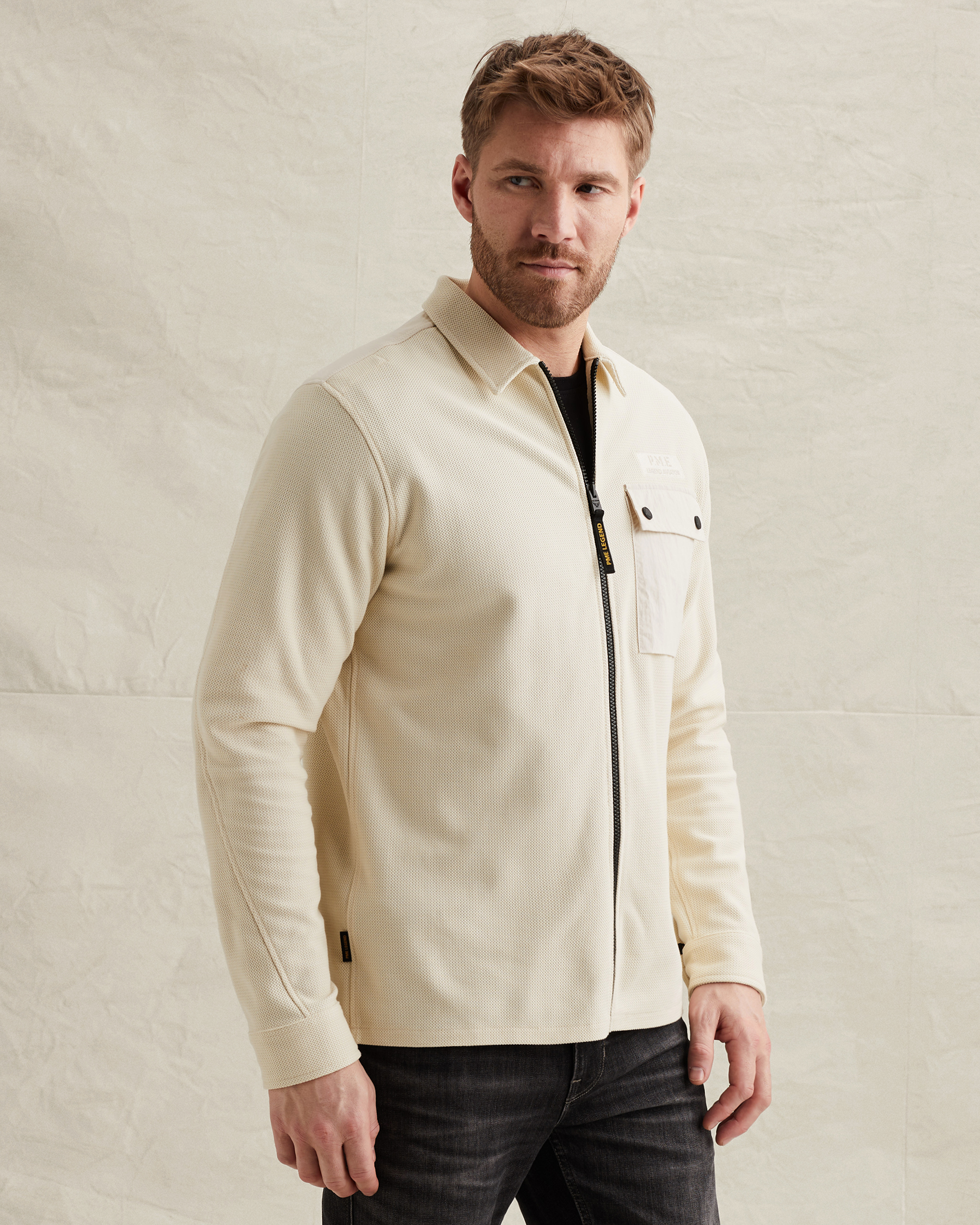 PME Legend Shirt jacket with  zipper closure and badgex