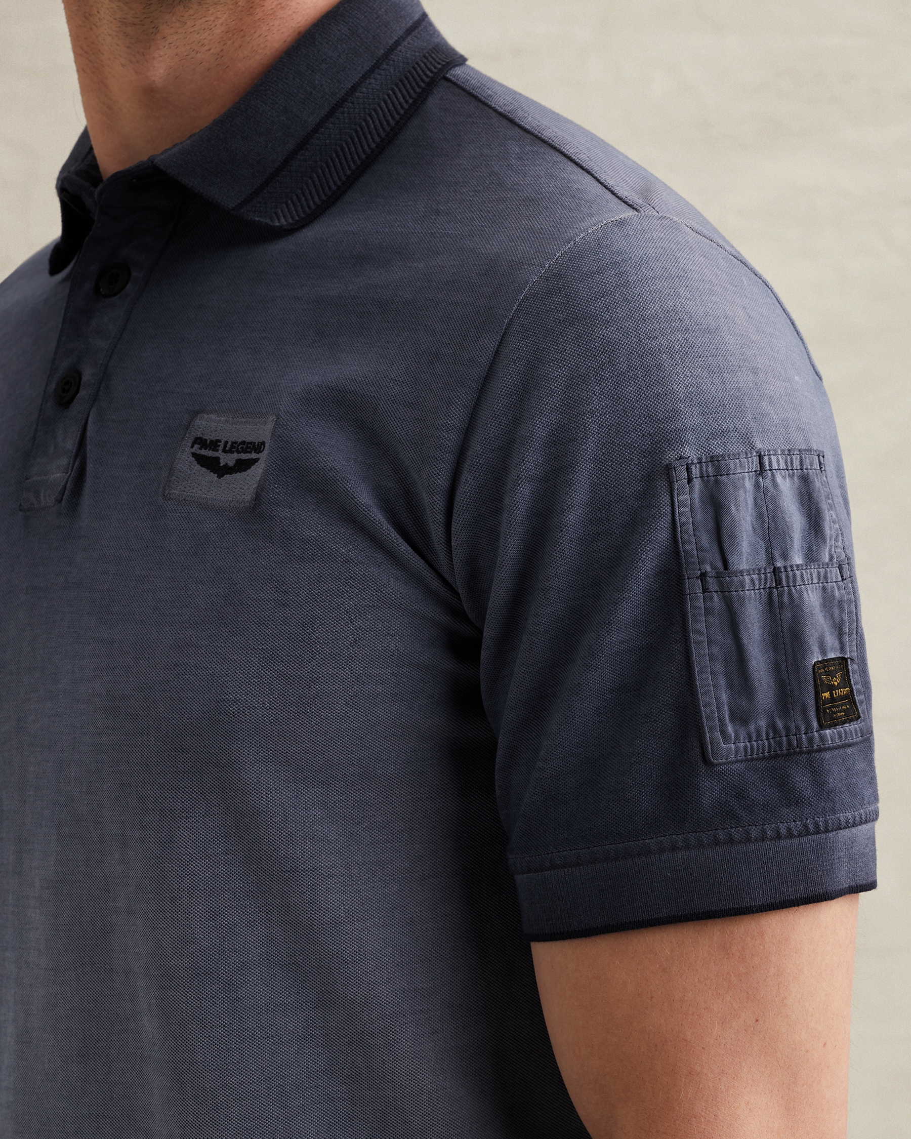 PME Legend Polo shirt with cold-dye wash and flight pocketx