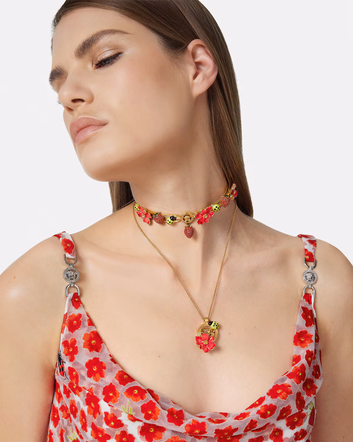 Versace Strawberry Garden Pendant Necklace