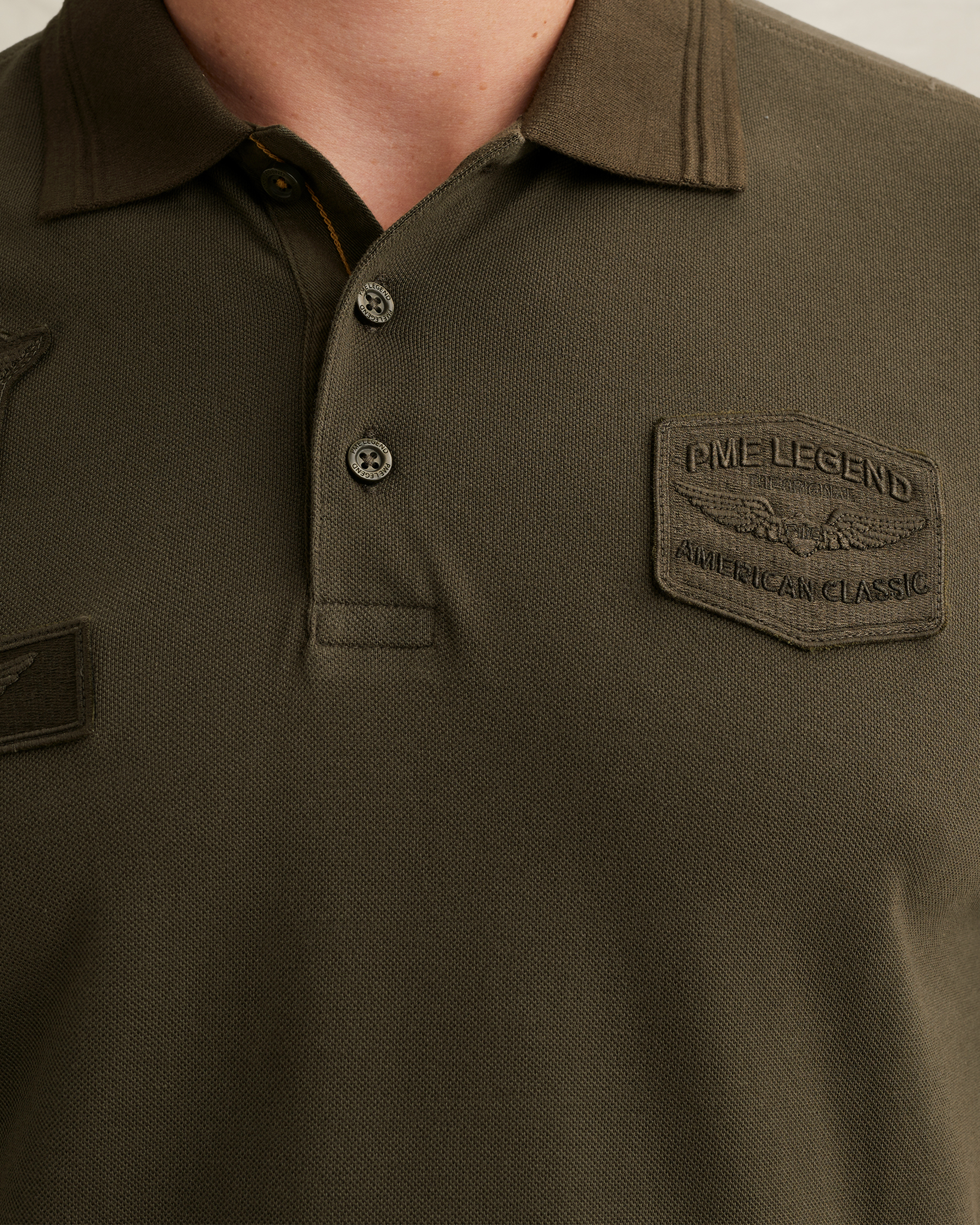 PME Legend Polo shirt with badges and ribbed collarx