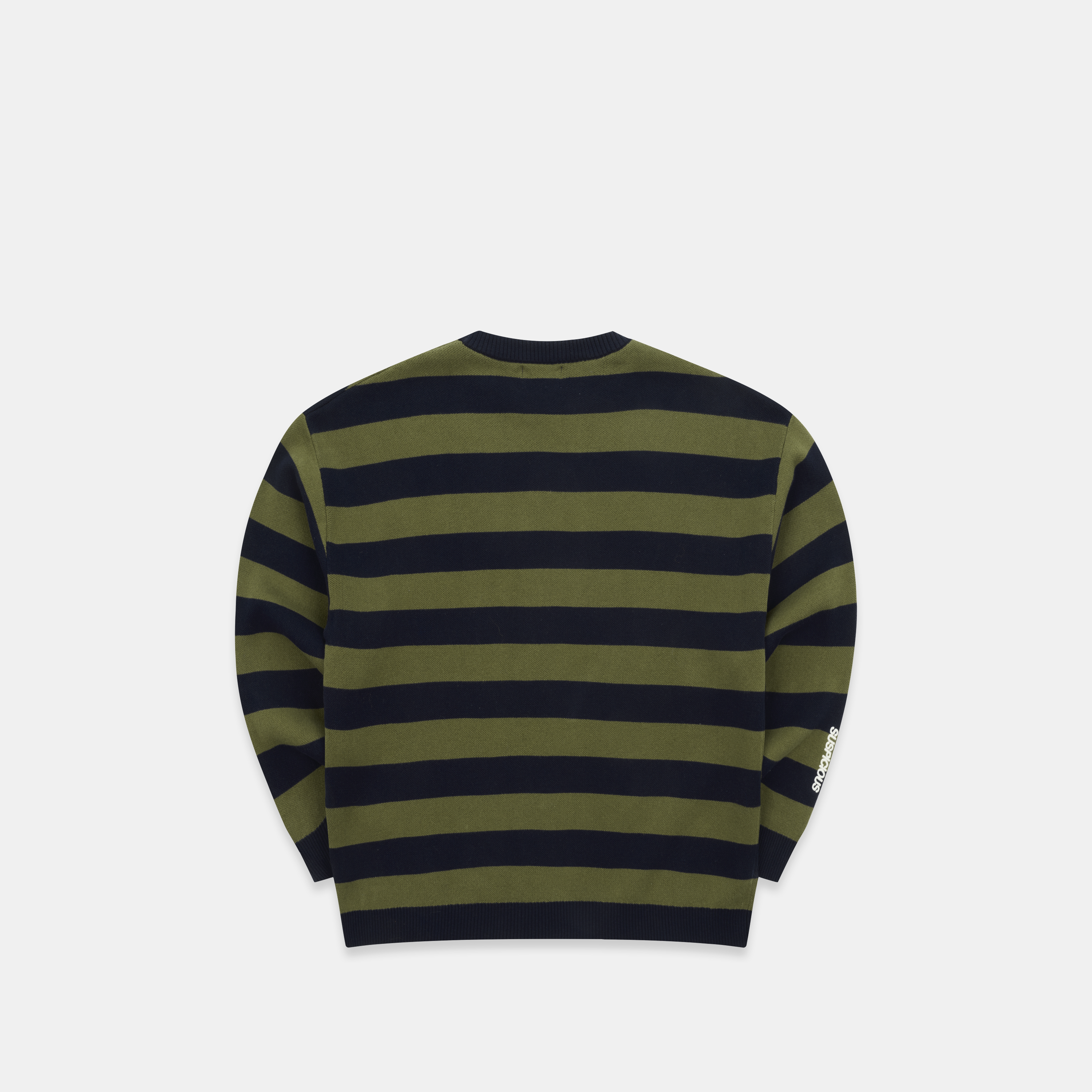Suspicious Antwerp Fall / Striped Cotton Knit - Dark Navy & Olive Green