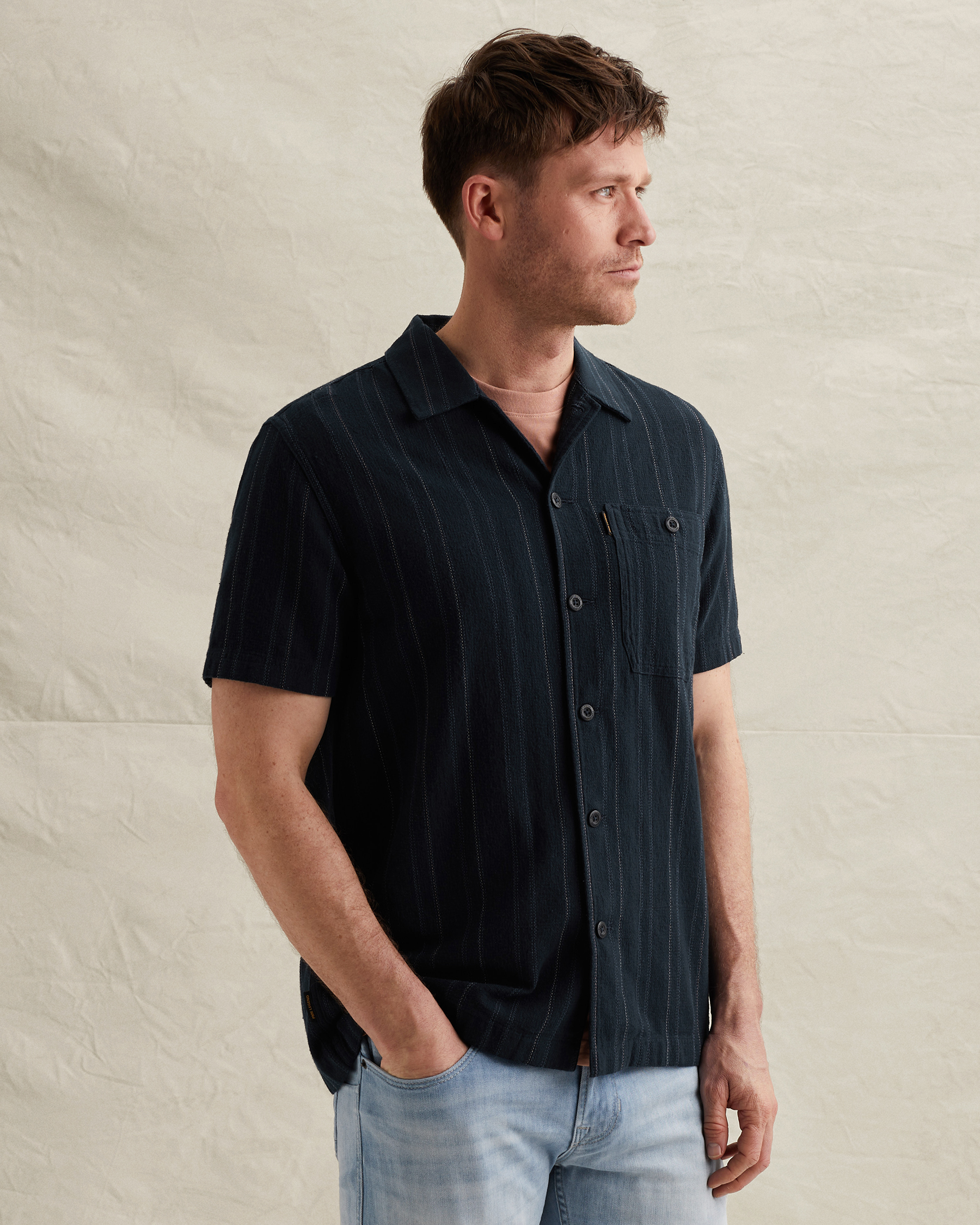 PME Legend Shirt with short sleeves and woven stripe patternx