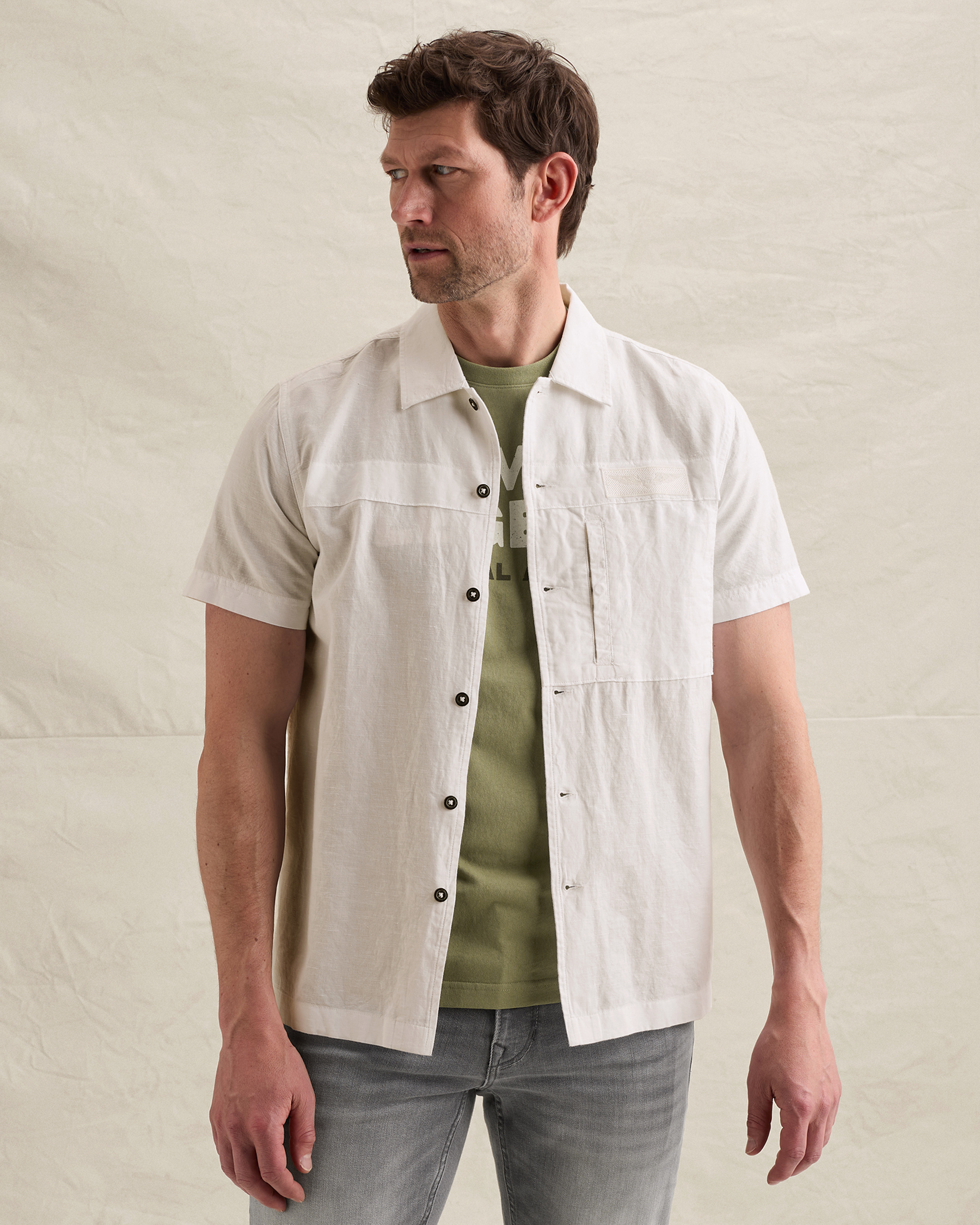 PME Legend Shirt in a cotton/linen blend with short sleevesx