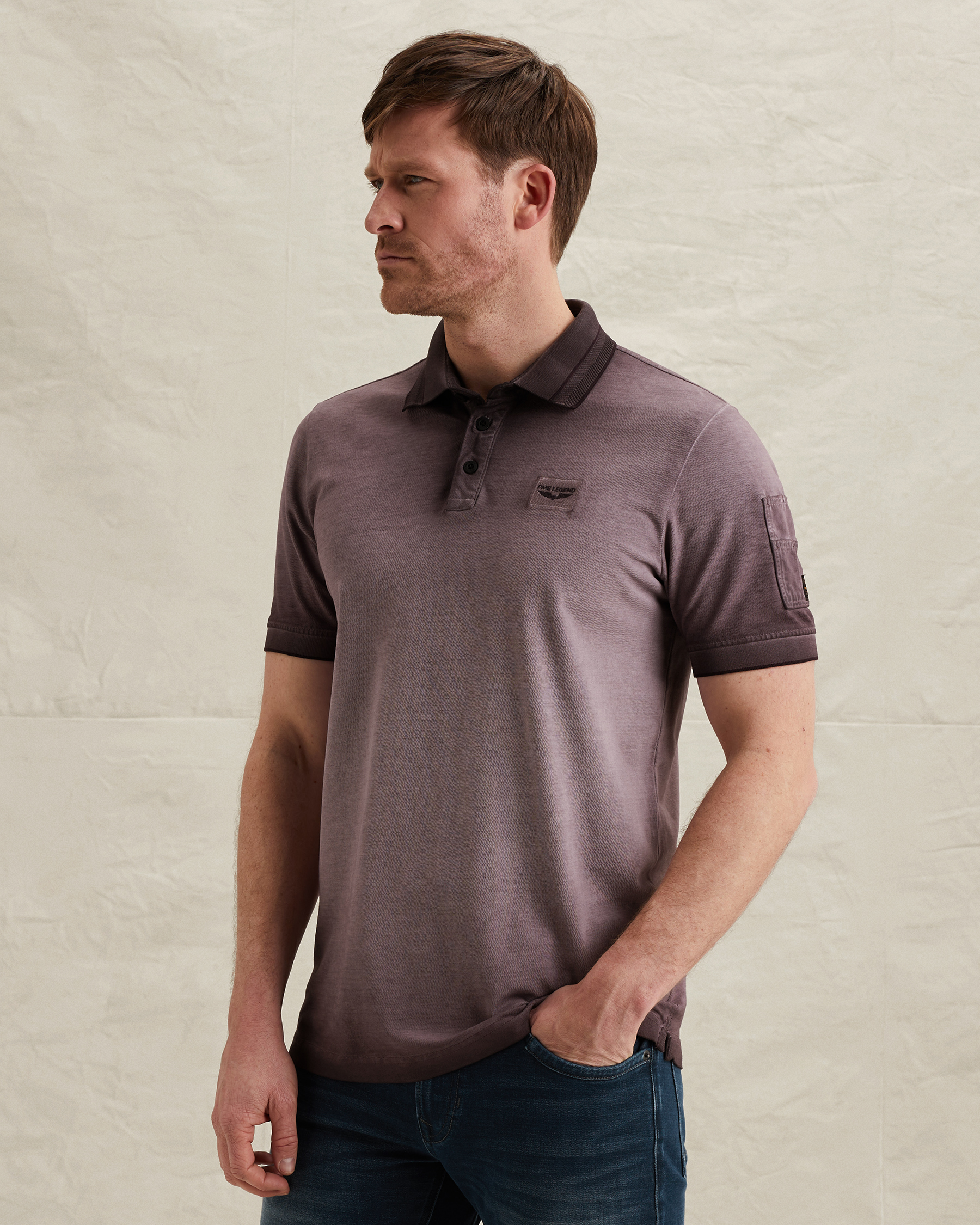 PME Legend Polo shirt with cold-dye wash and flight pocketx