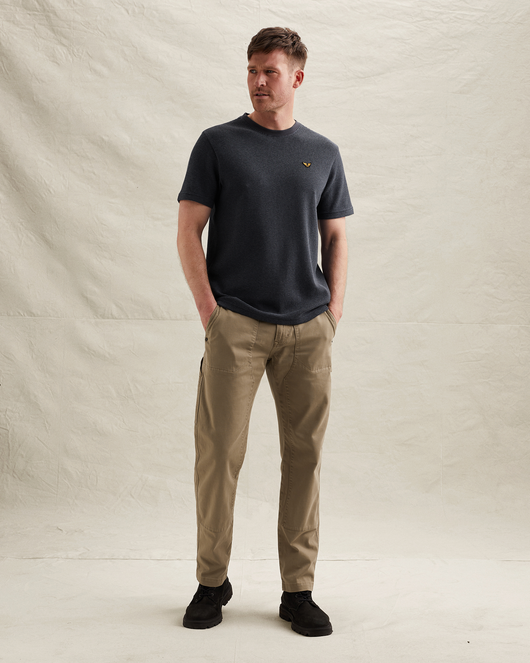 PME Legend T-shirt with two-tone stripe pattern and texturex