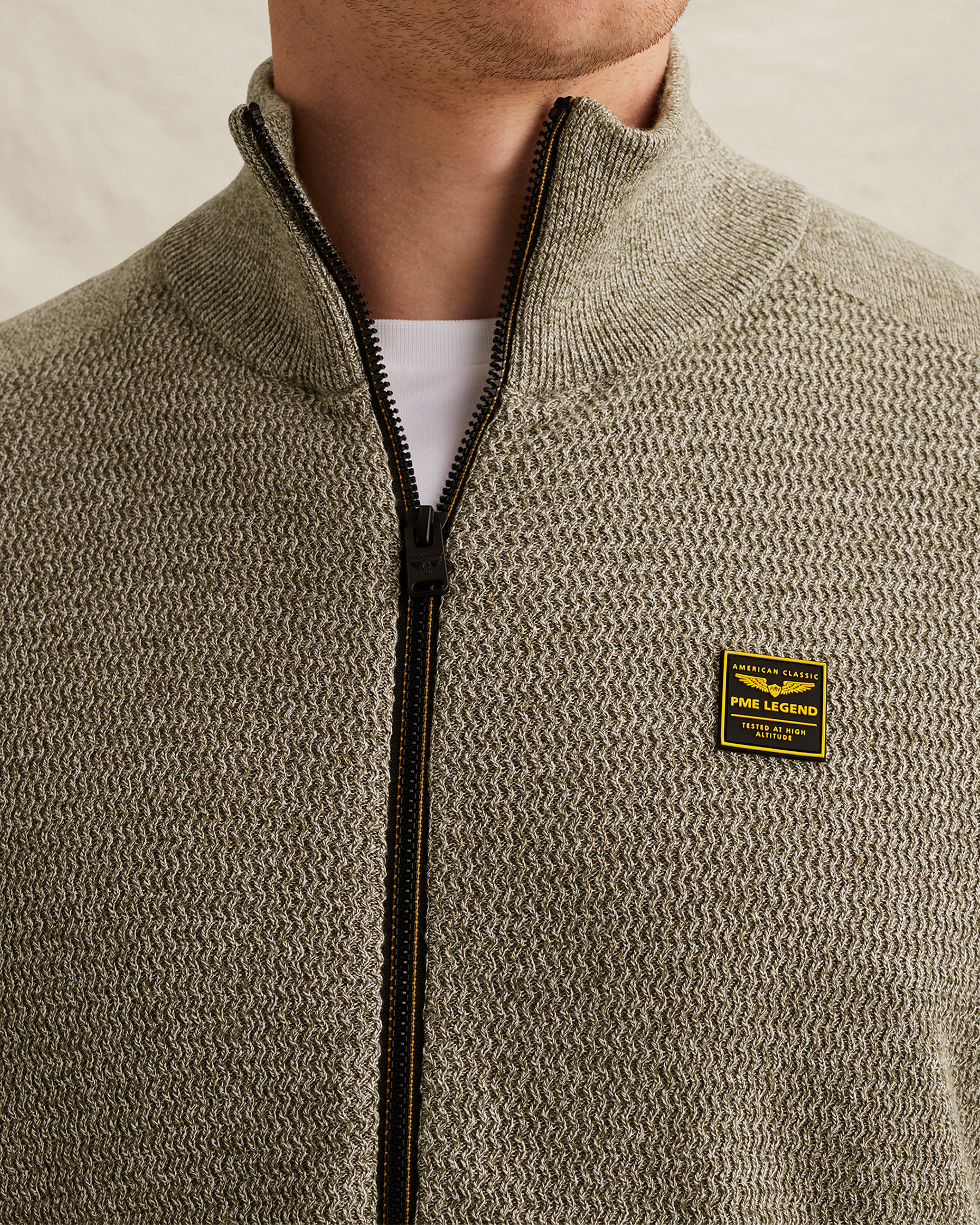 PME Legend Cardigan with zipper closure and stand-up collarx