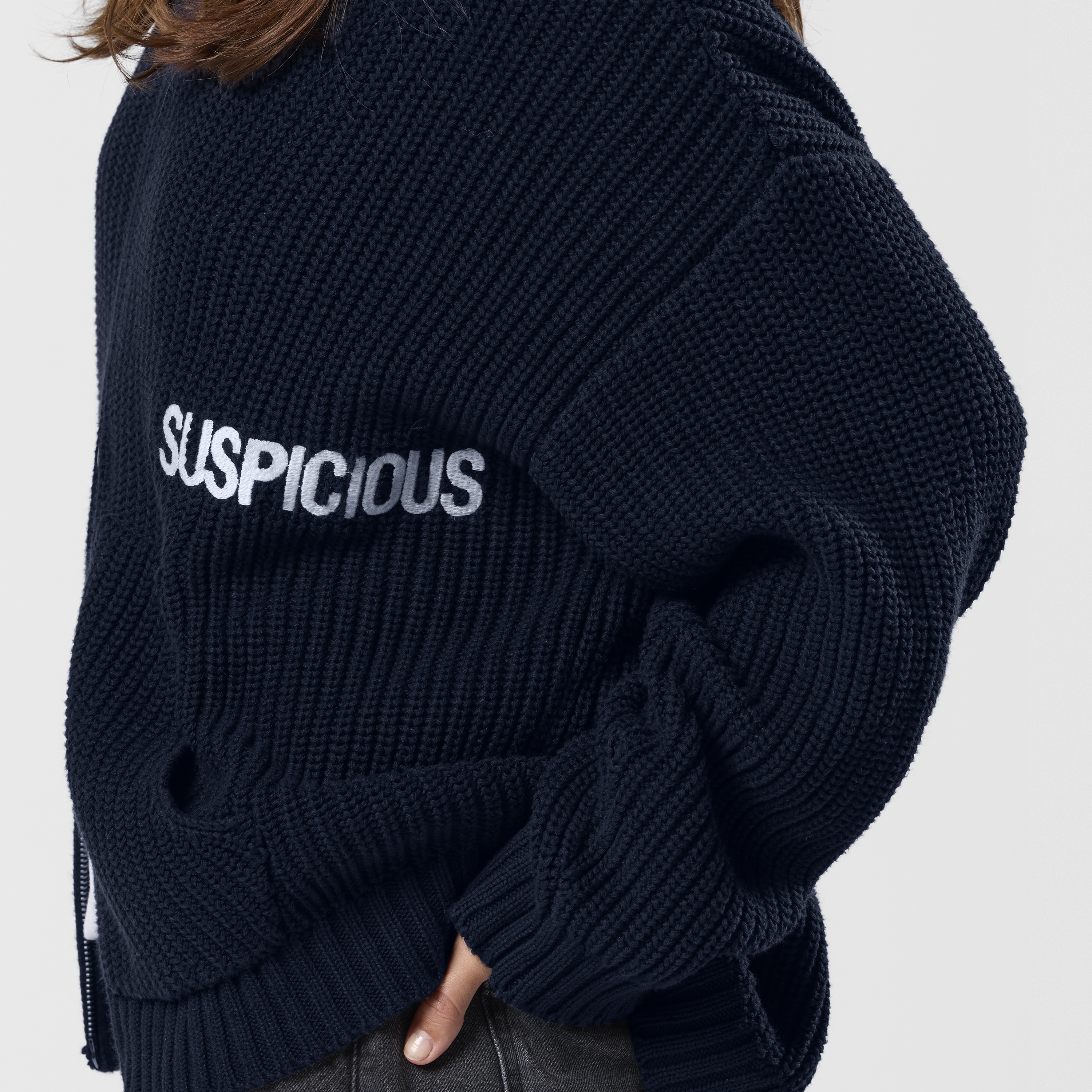 Suspicious Antwerp Fall / Core Zip-Up Knitted Hoodie - Nightfall