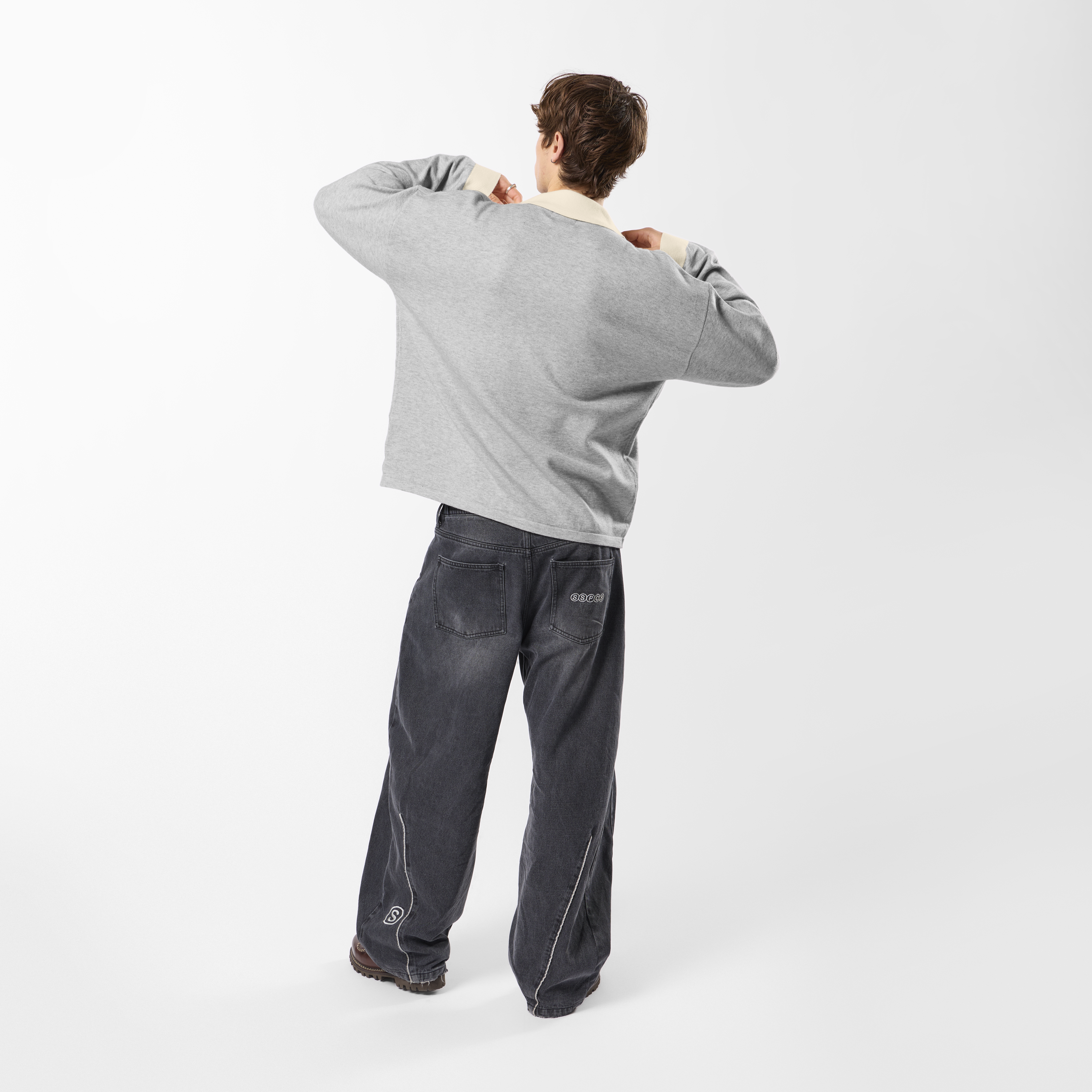 Suspicious Antwerp Winter3 / Icon Knitted Longsleeve Polo - Neutral Heather