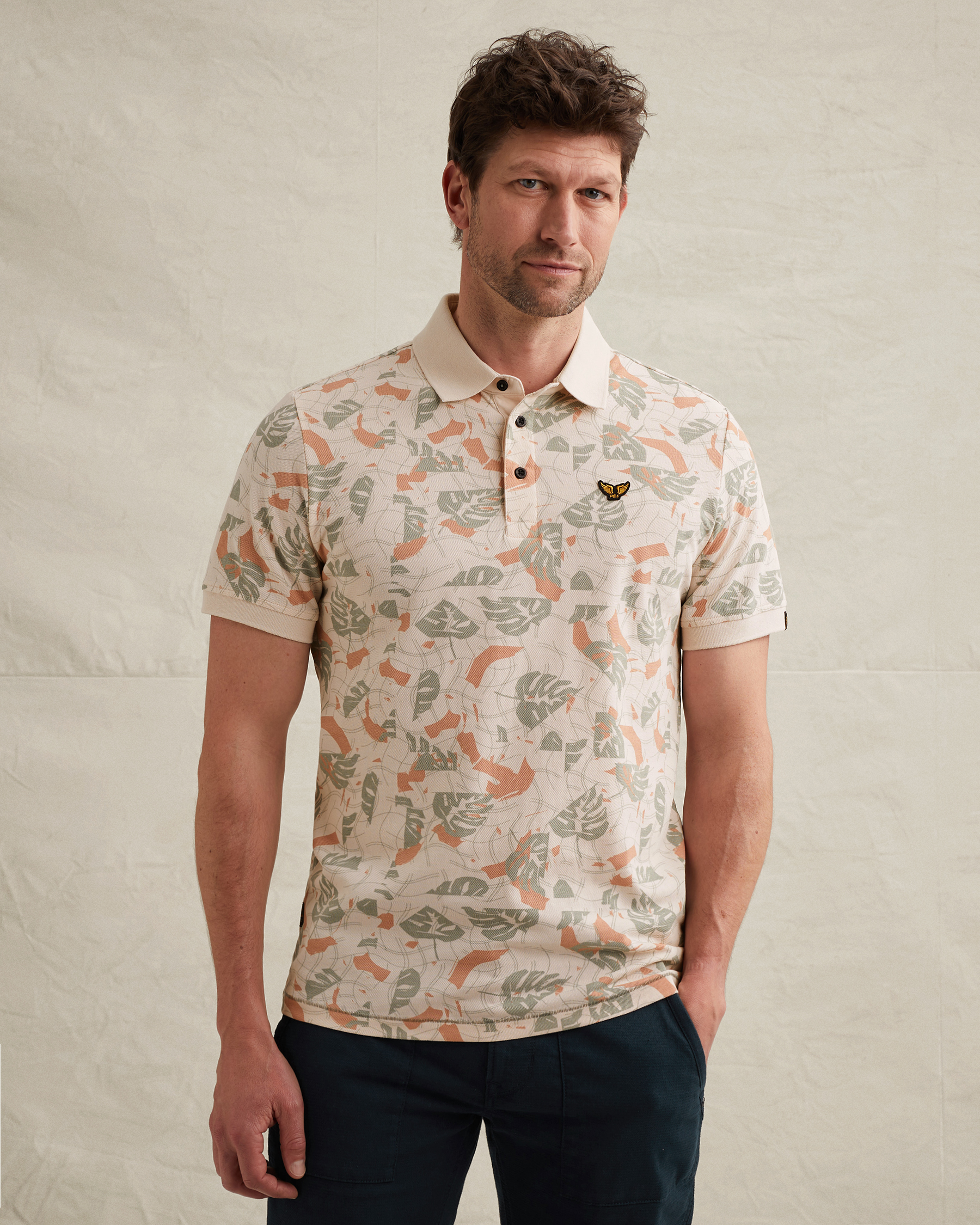 PME Legend Polo shirt with allover print and tailwing logox