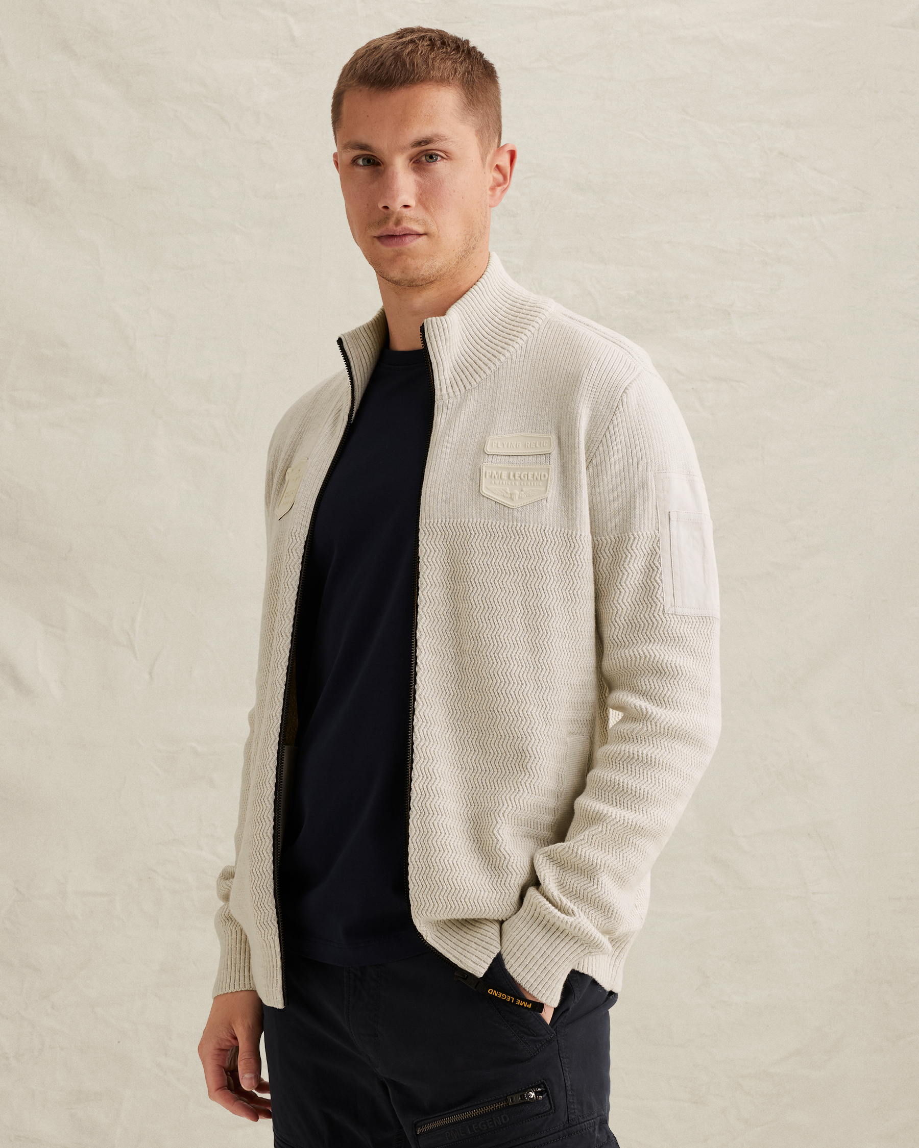 PME Legend Cardigan with zipper closure and flight pocketx