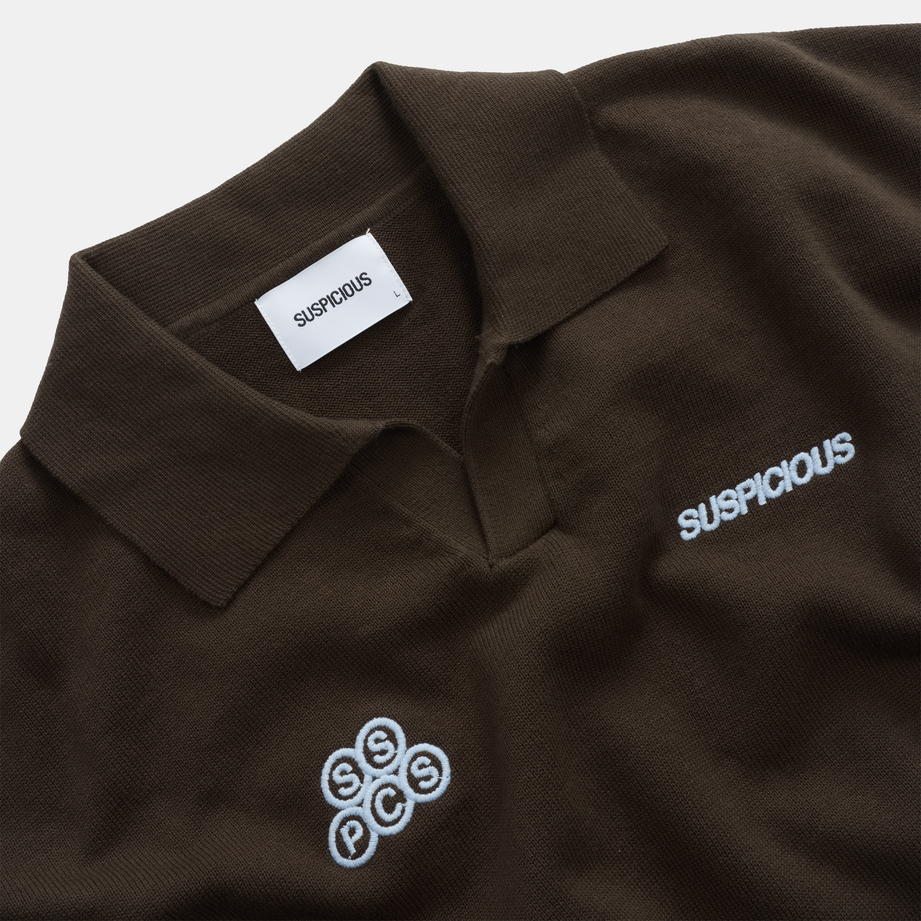 Suspicious Antwerp Fall / Offset Cotton Polo - Brown