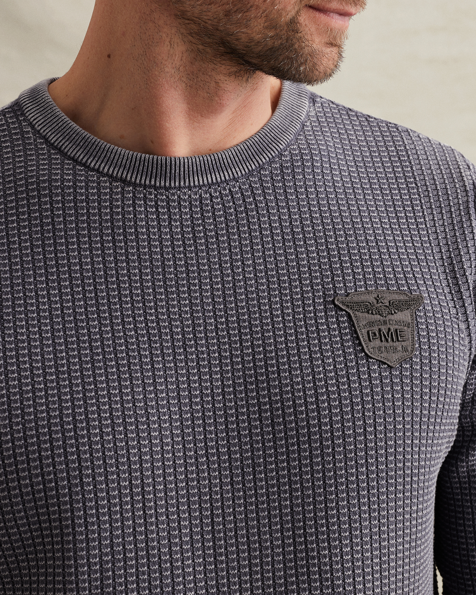 PME Legend Pullover with garment-dye wash and ribbed collarx