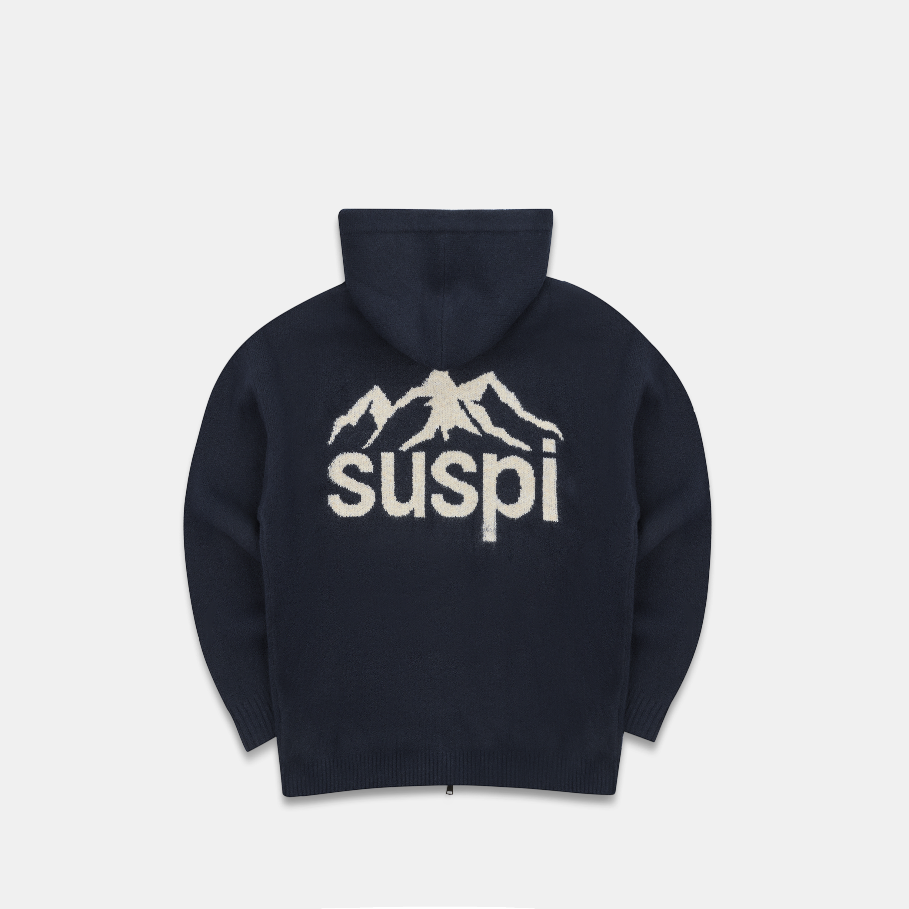 Suspicious Antwerp Winter1 / Landscape Knitted Zipped Hoodie - Navy