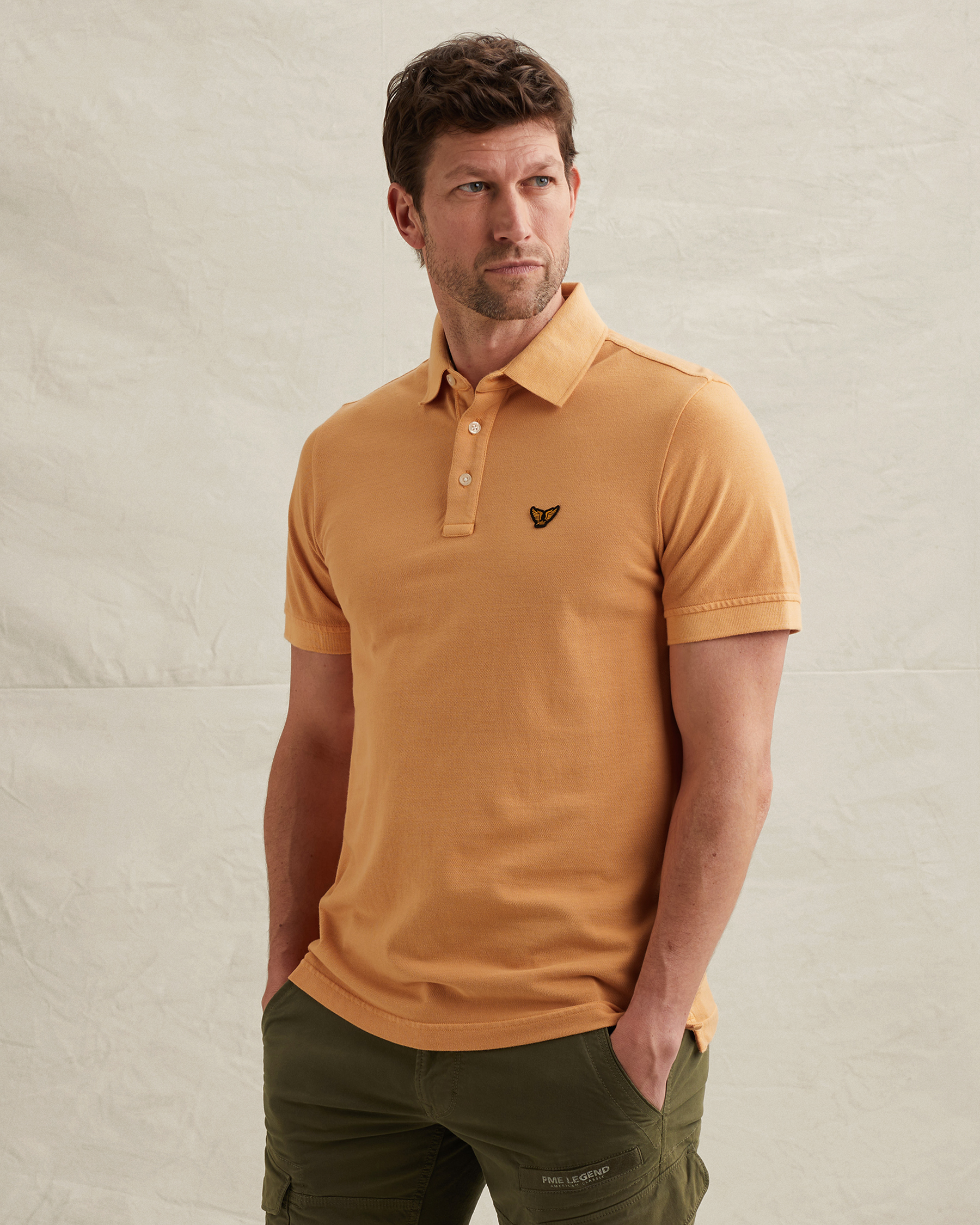 PME Legend Polo shirt with tailwing logo and garment-dye washx