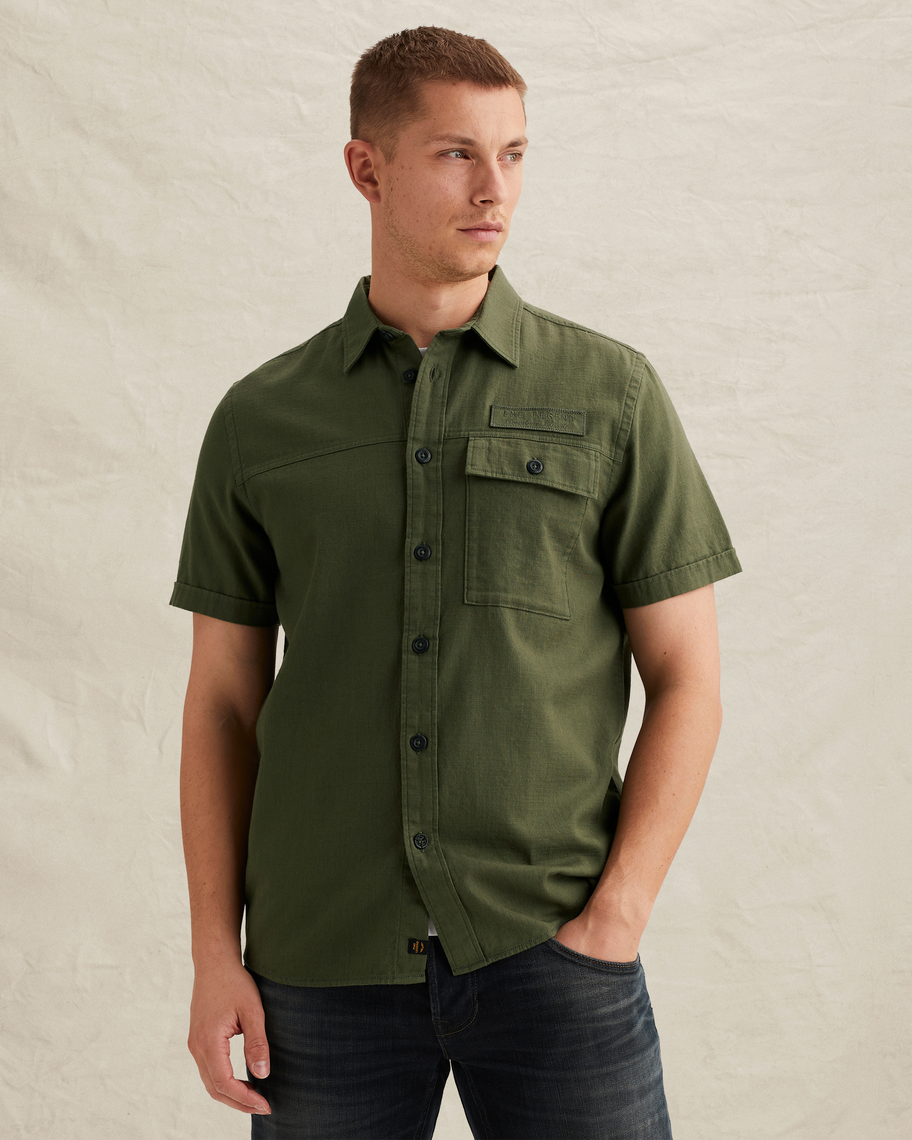 PME Legend Shirt in slub cotton with short sleevesx