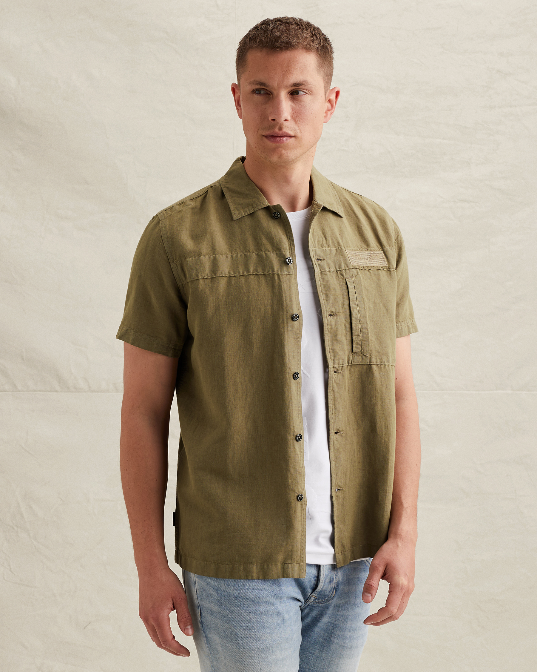 PME Legend Shirt in a cotton/linen blend with short sleevesx