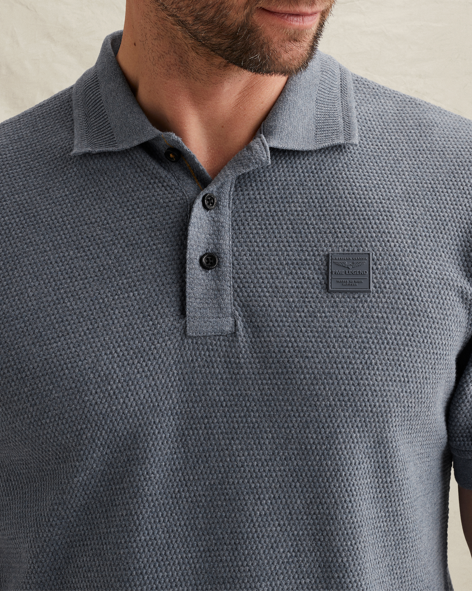 PME Legend Polo shirt with texture and ribbed hemsx