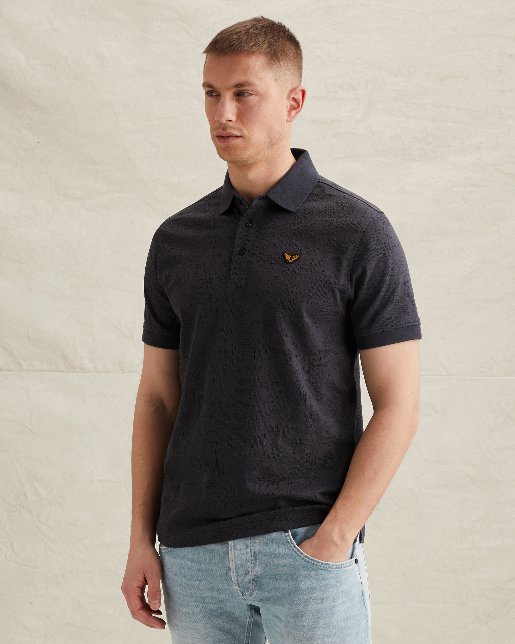PME Legend Polo shirt with allover jacquard patternx