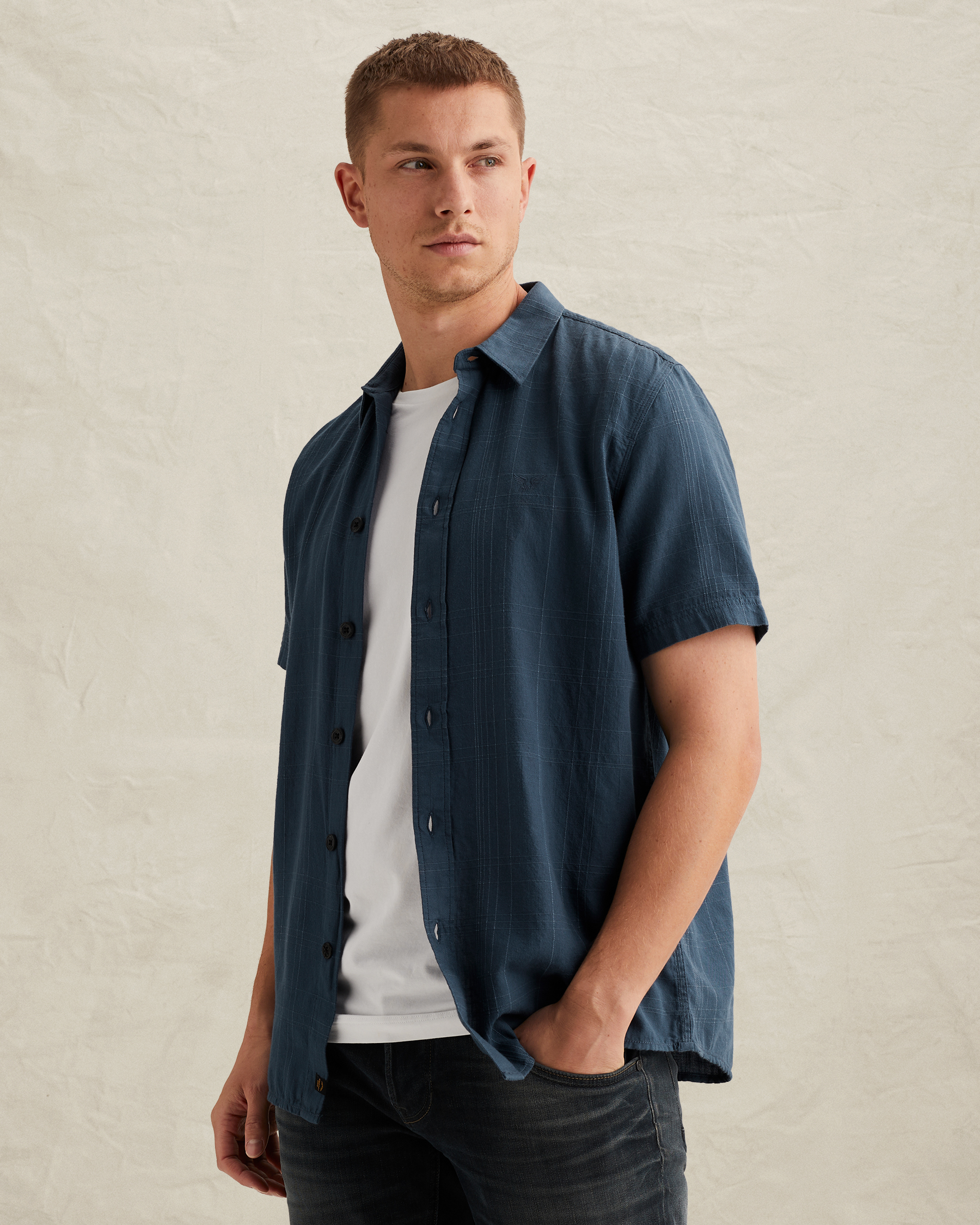 PME Legend Shirt with short sleeves and check texturex