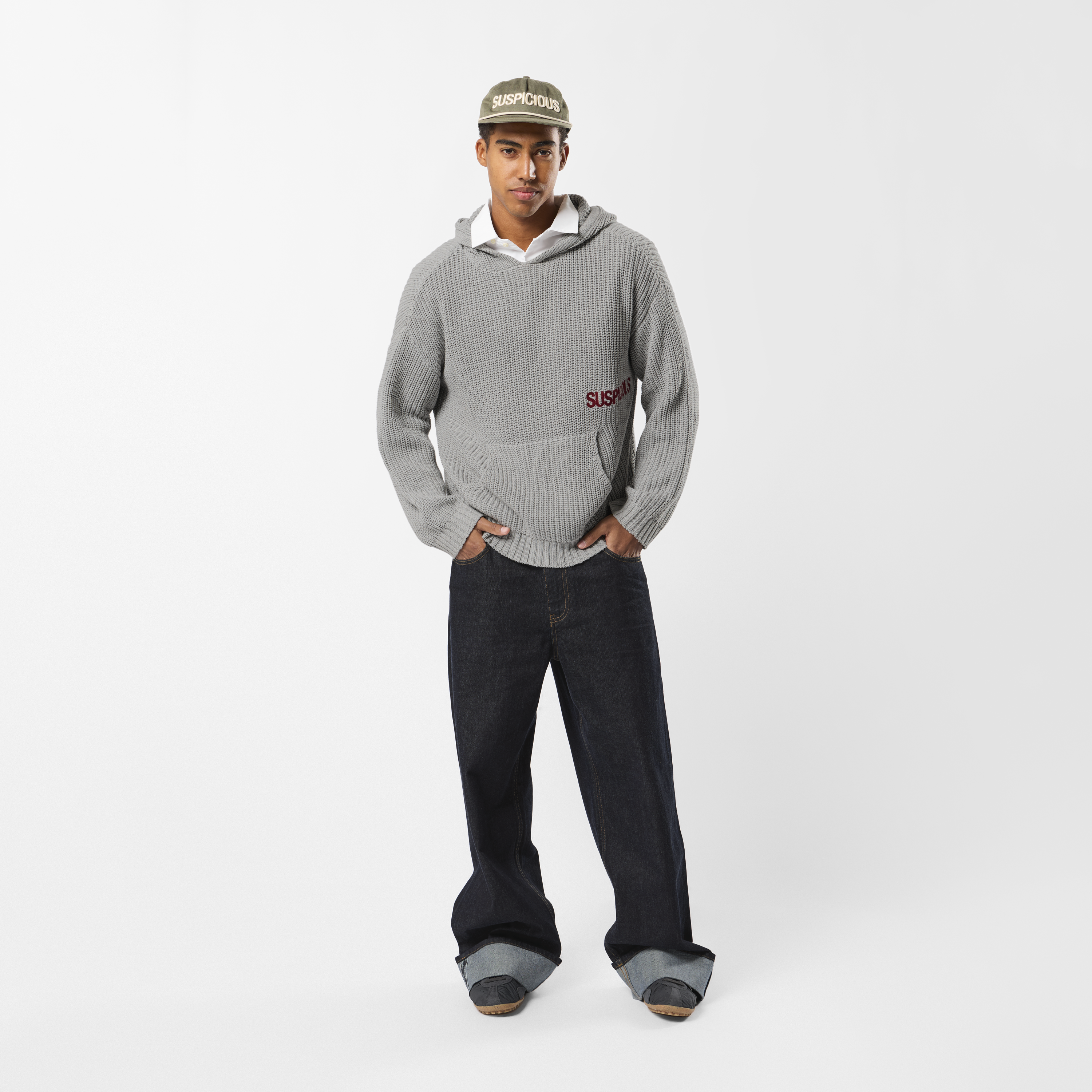 Suspicious Antwerp Fall / Core Knitted Hoodie - Neutral Heather