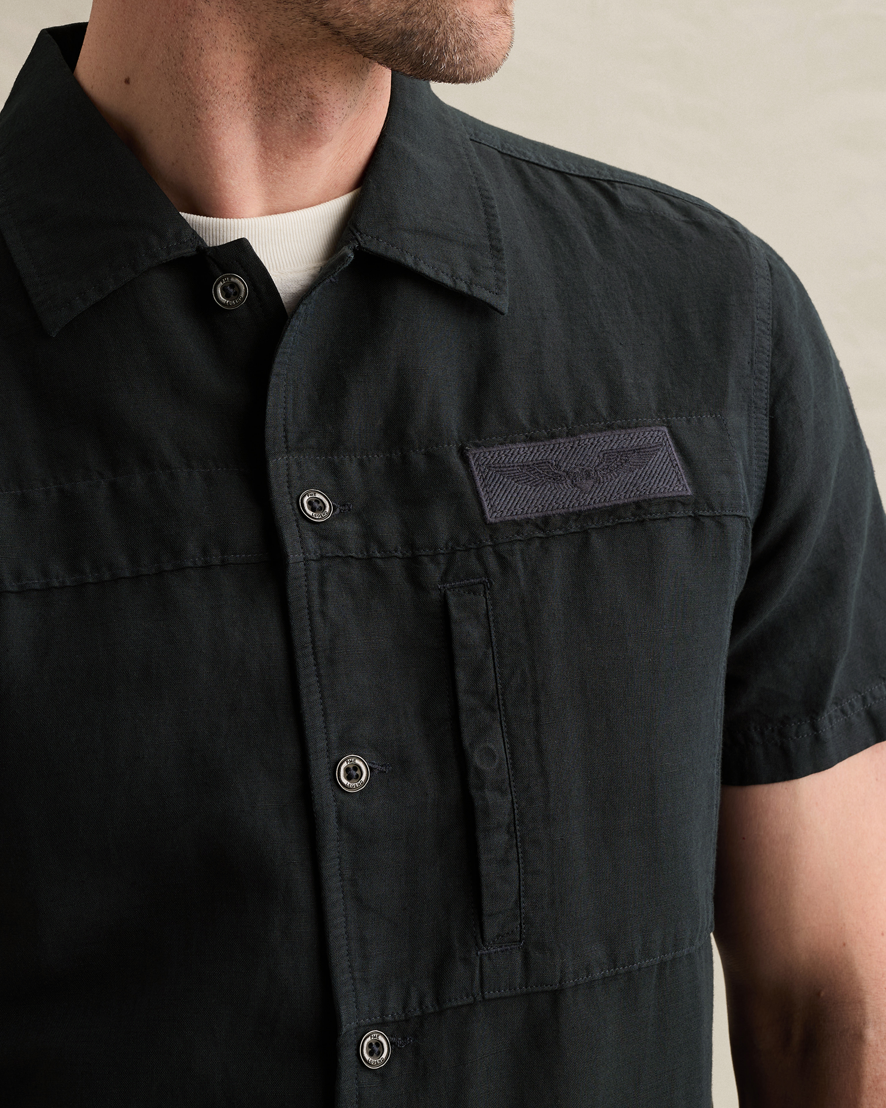 PME Legend Shirt in a cotton/linen blend with short sleevesx