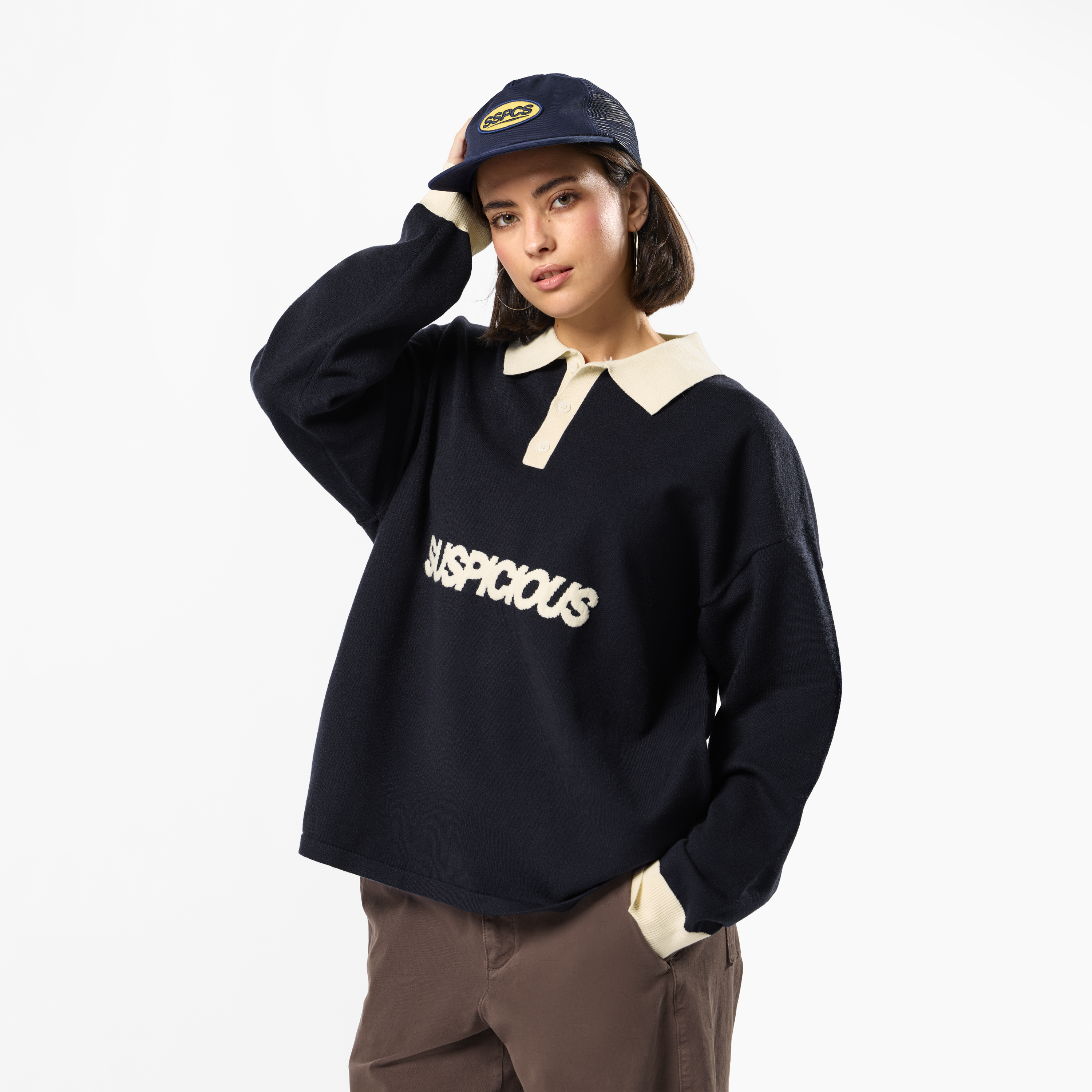 Suspicious Antwerp Winter3 / Icon Knitted Longsleeve Polo - Navy