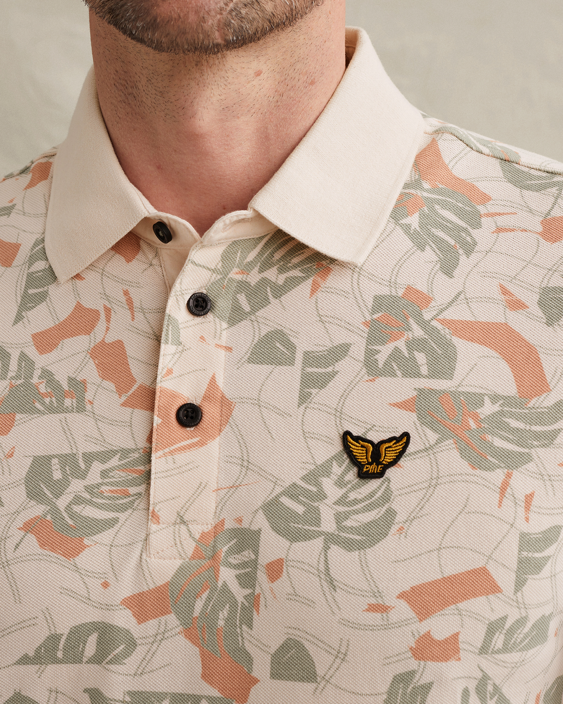 PME Legend Polo shirt with allover print and tailwing logox