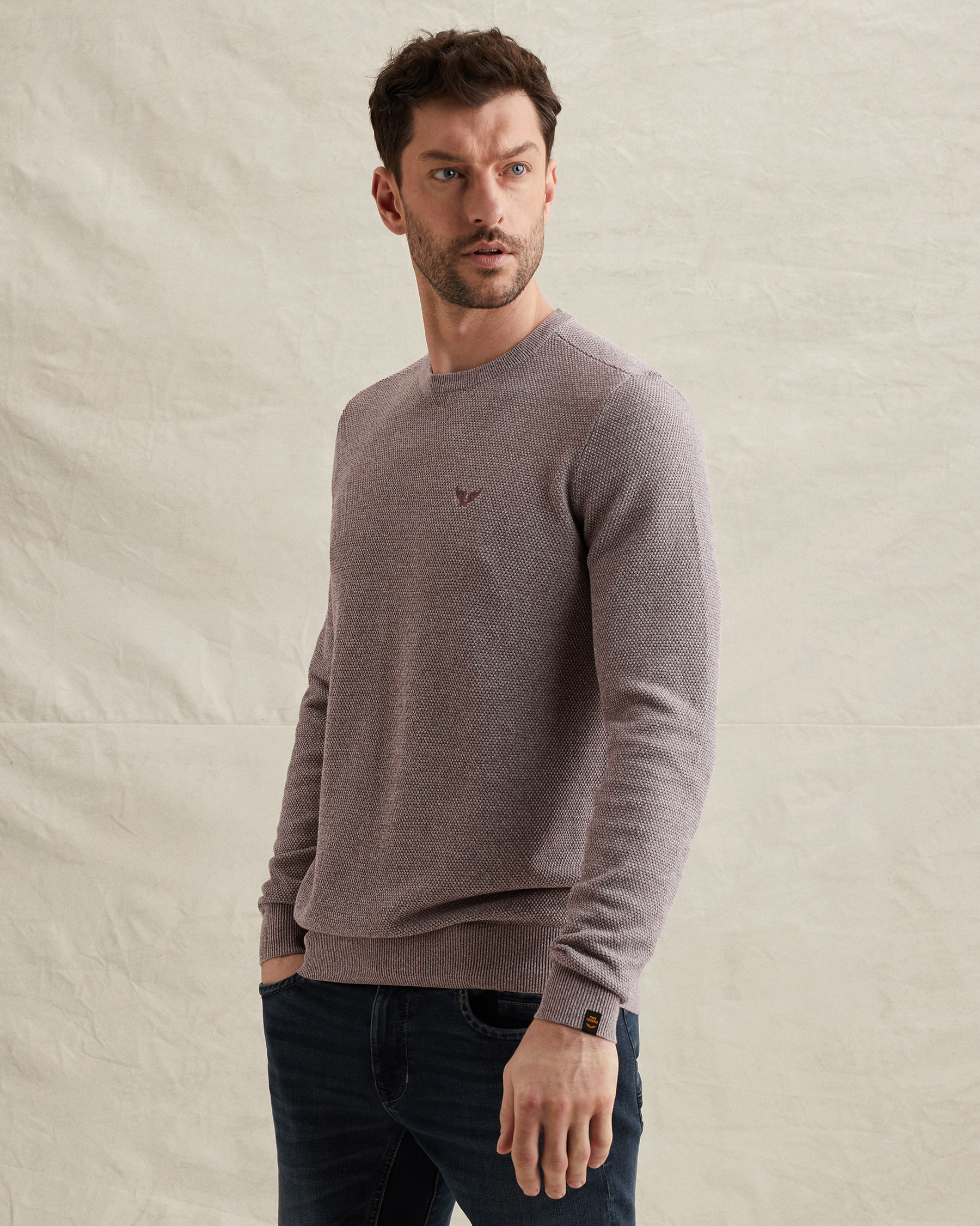 PME Legend Pullover in cotton/modal with ribbed collarx