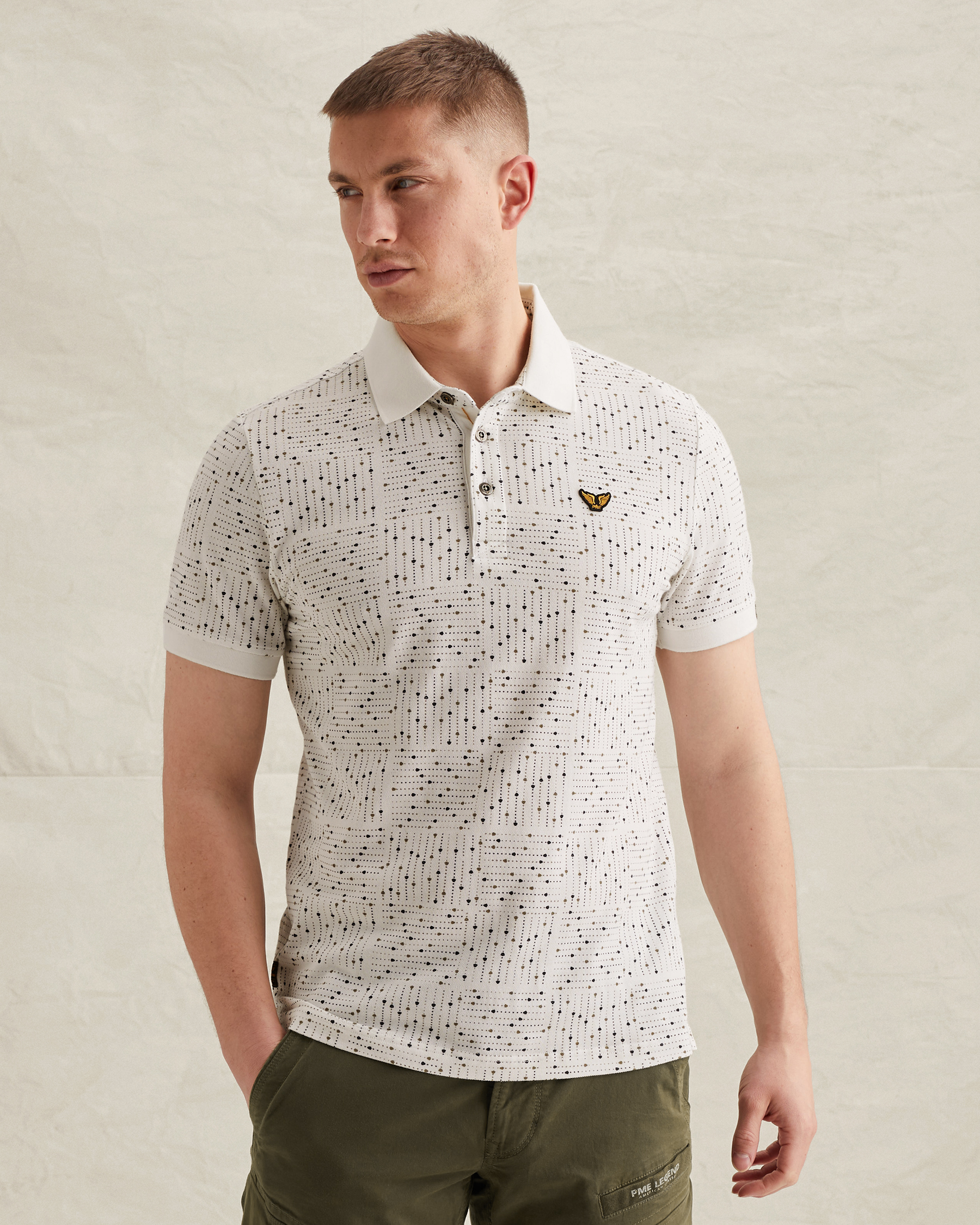 PME Legend Polo shirt in fine piqué with allover printx