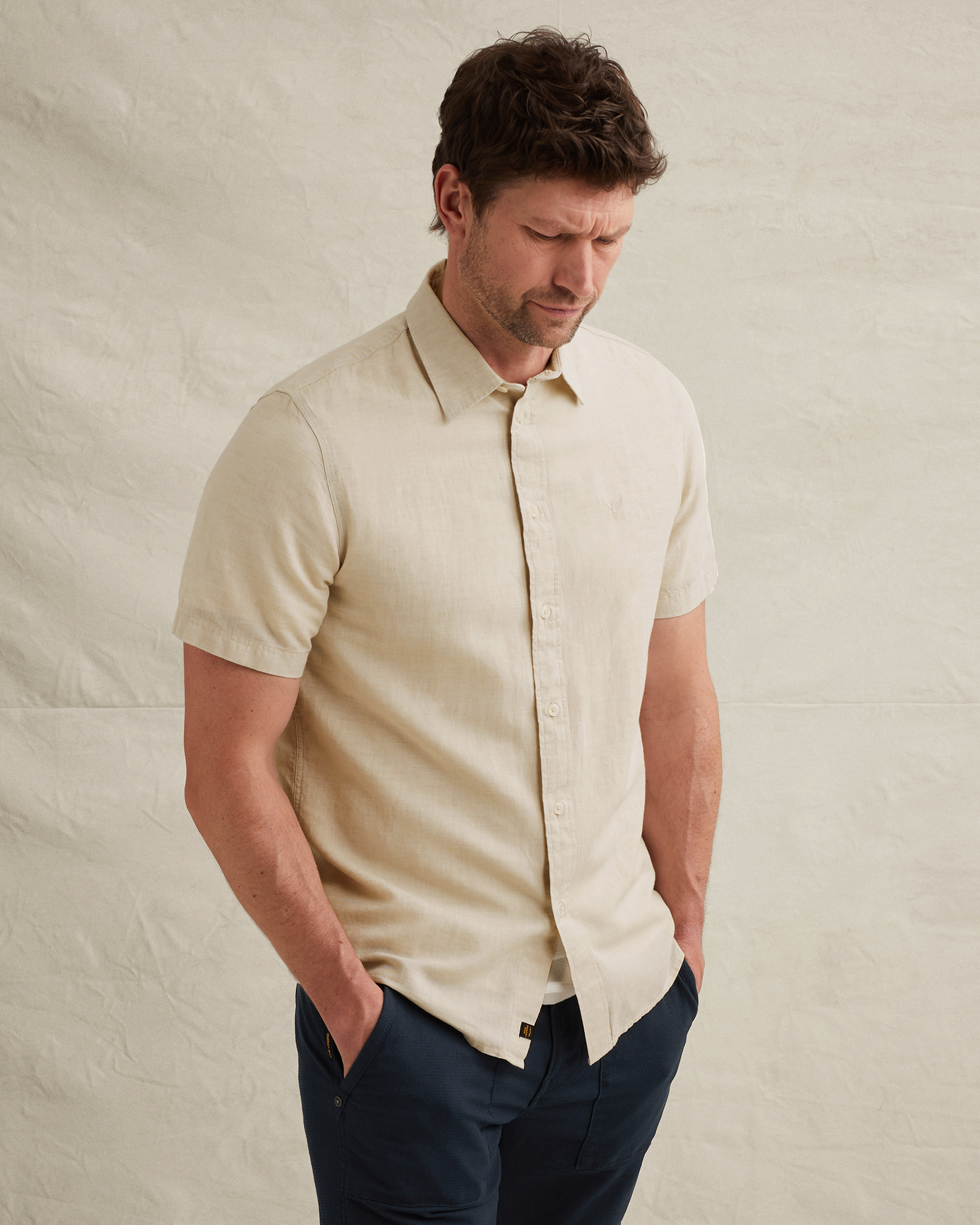 PME Legend Shirt in cotton/linen with button closurex