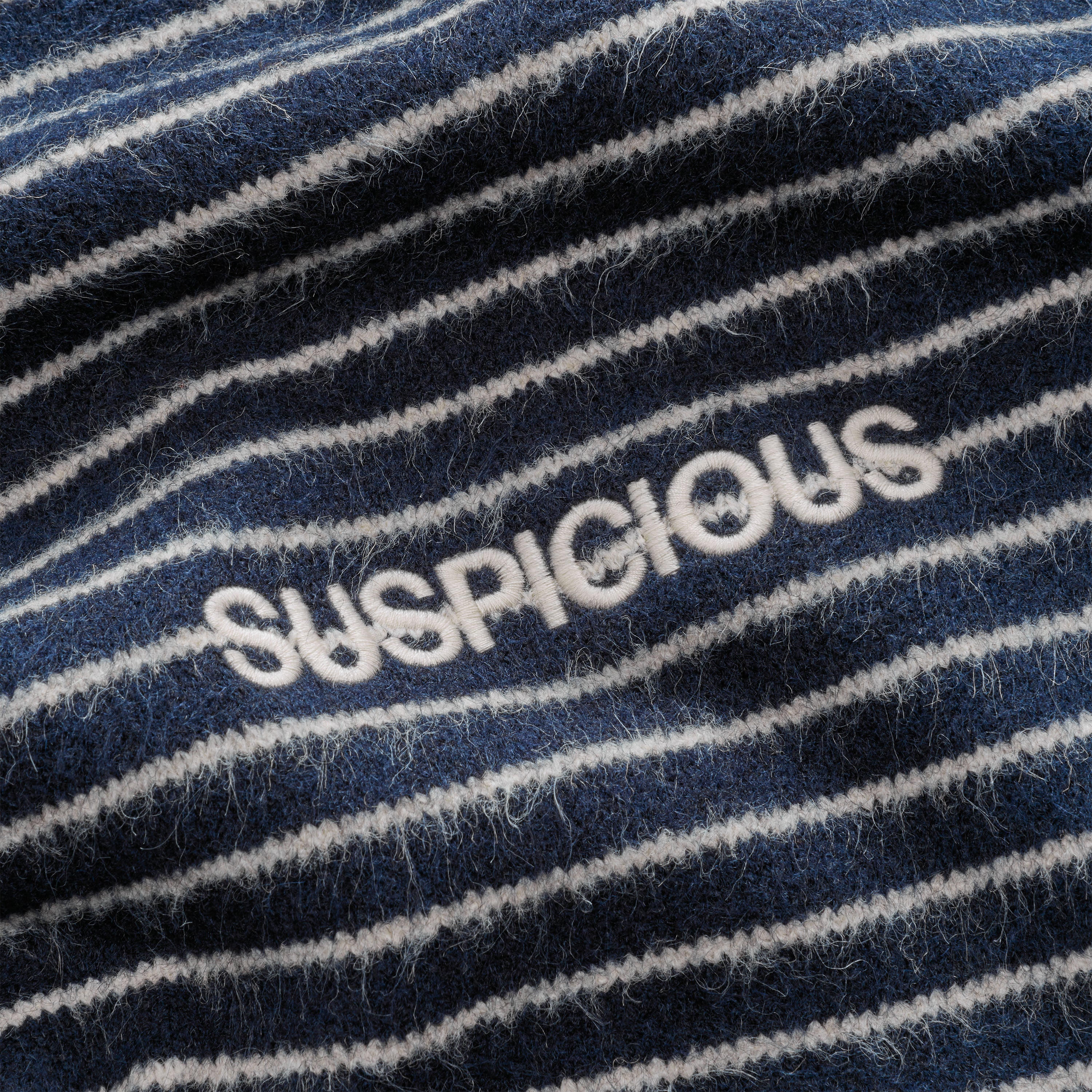 Suspicious Antwerp Polkaline / Striped Knitted Longsleeve Polo - Nightfall
