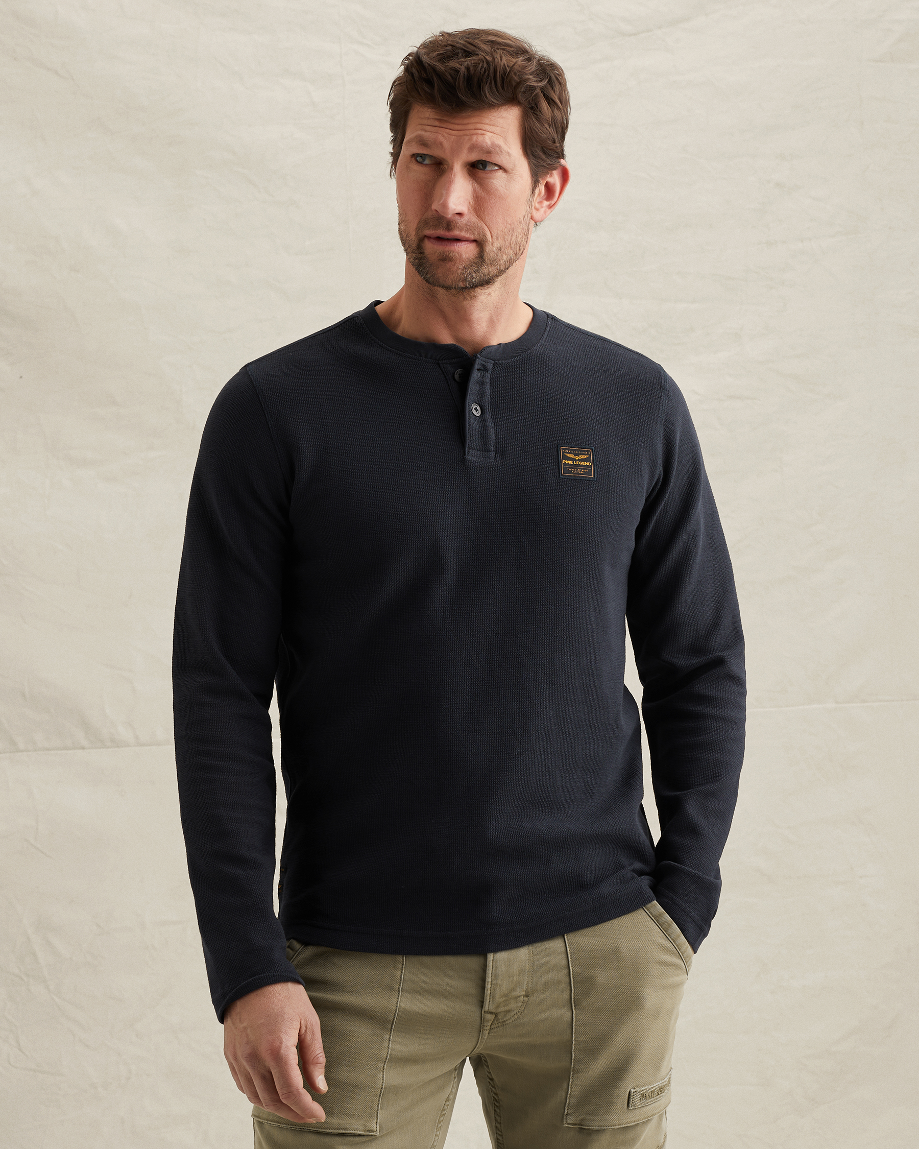 PME Legend Henley T-shirt with long sleevesx