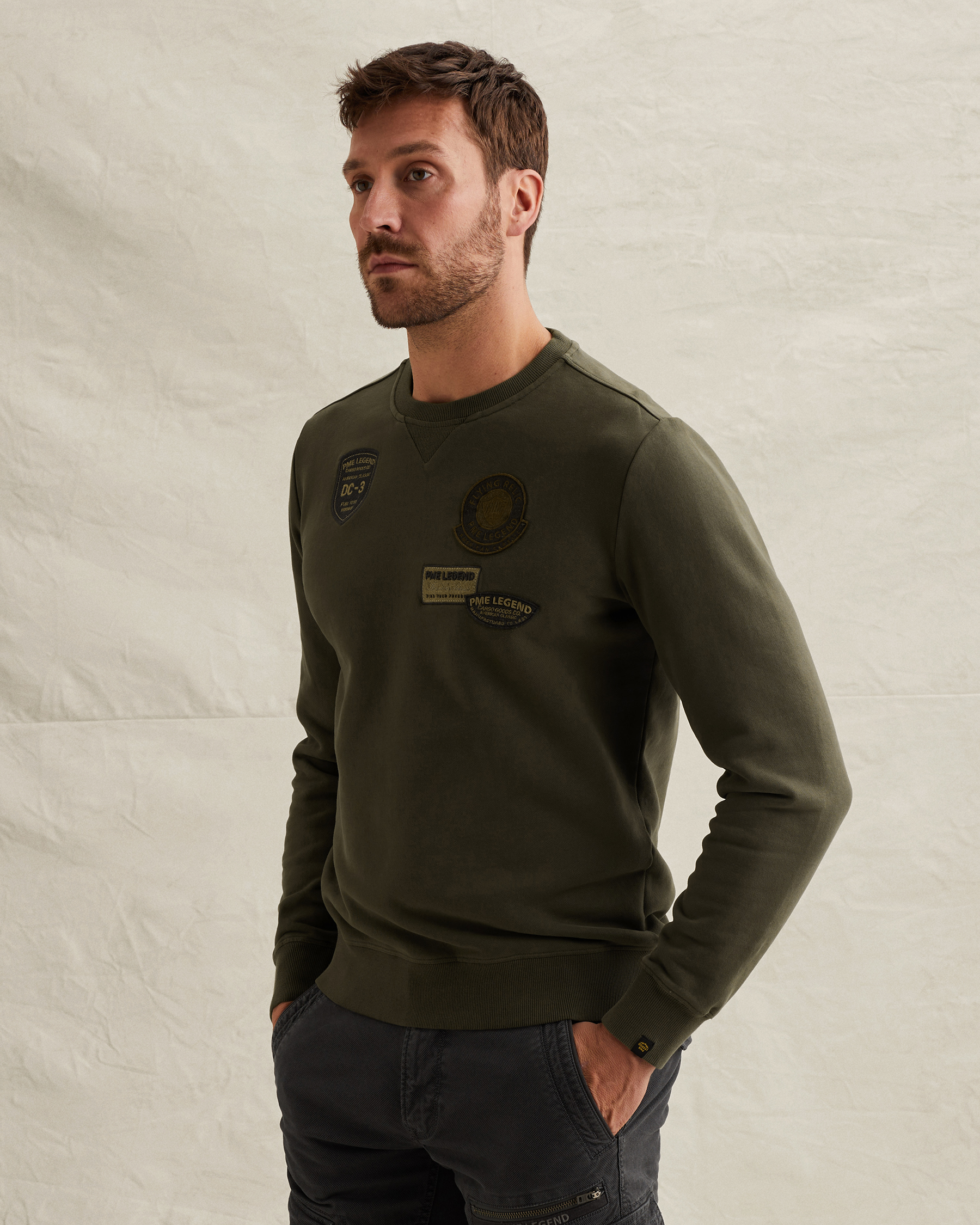 PME Legend Sweatshirt with badges and garment-dye washx